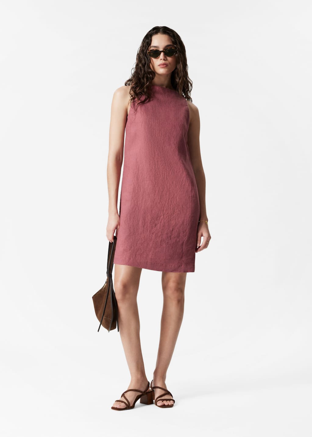 Linen Mini Dress - White - Lookbook