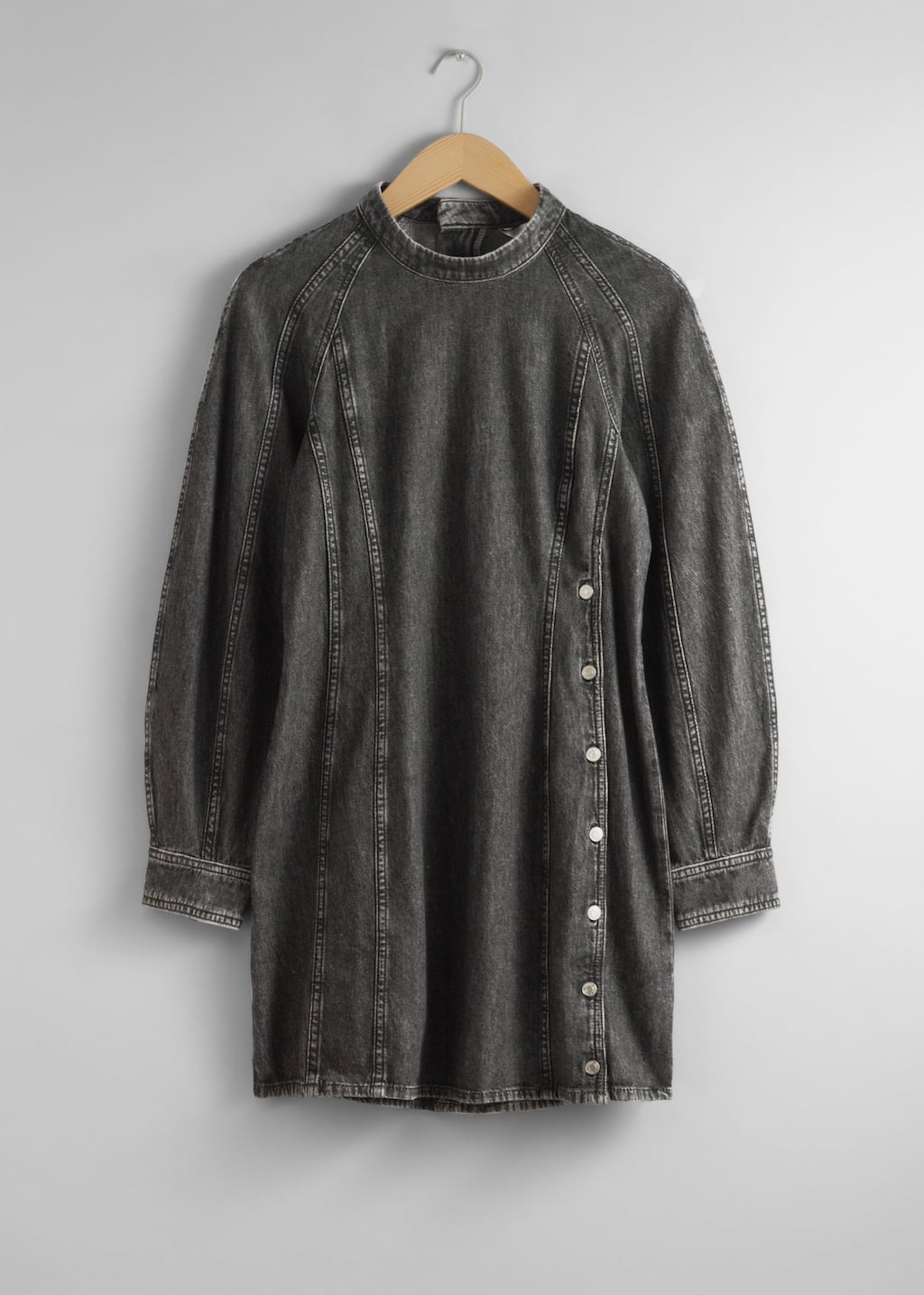 Slim Denim Mini Dress - Dark Grey - Still Life