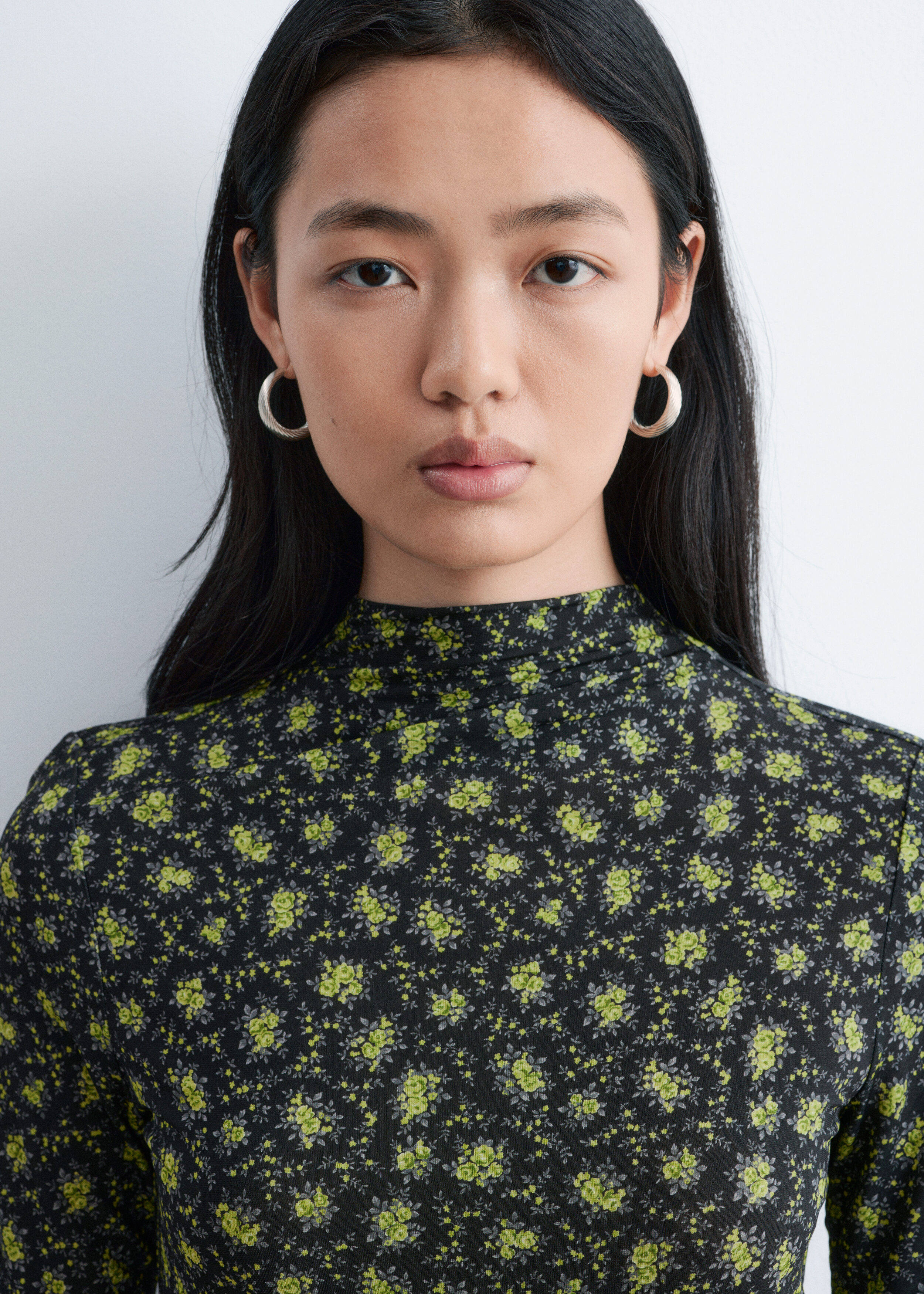 Short-Sleeve Mock-Neck Top