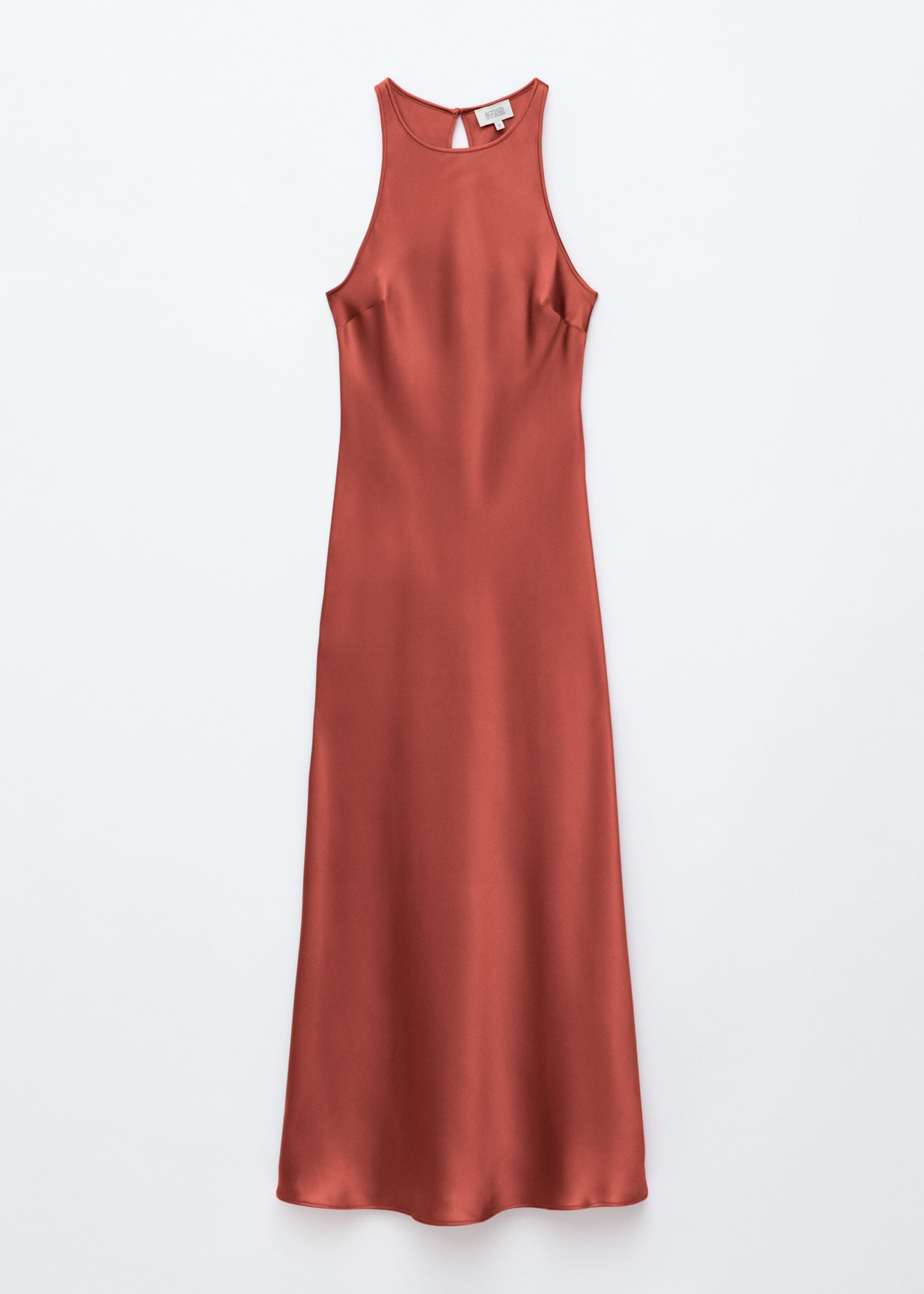 Ärmelloses Midikleid aus Satin - Dunkelrot - Stillleben