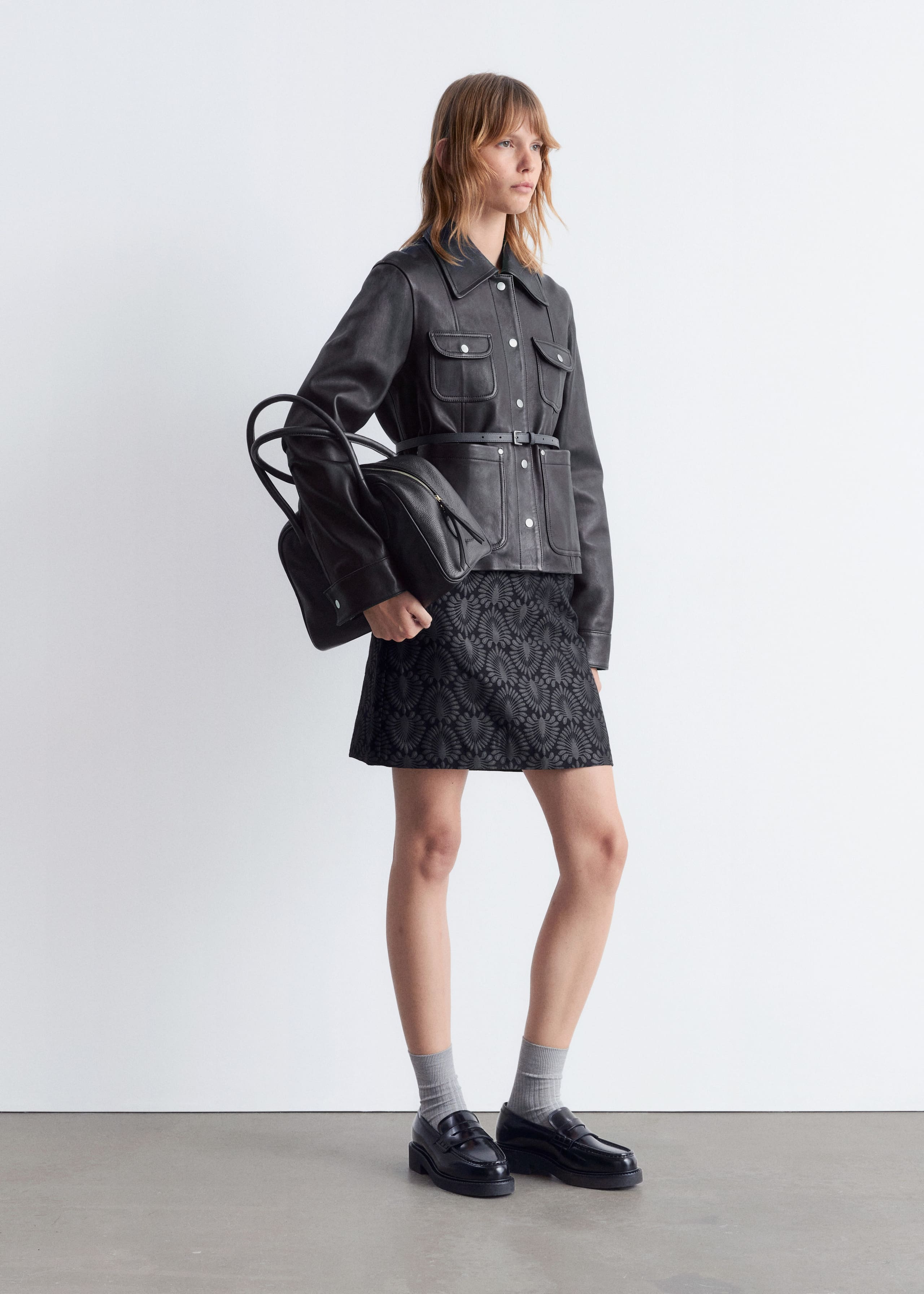 Image of Patch-Pocket Leather Jacket