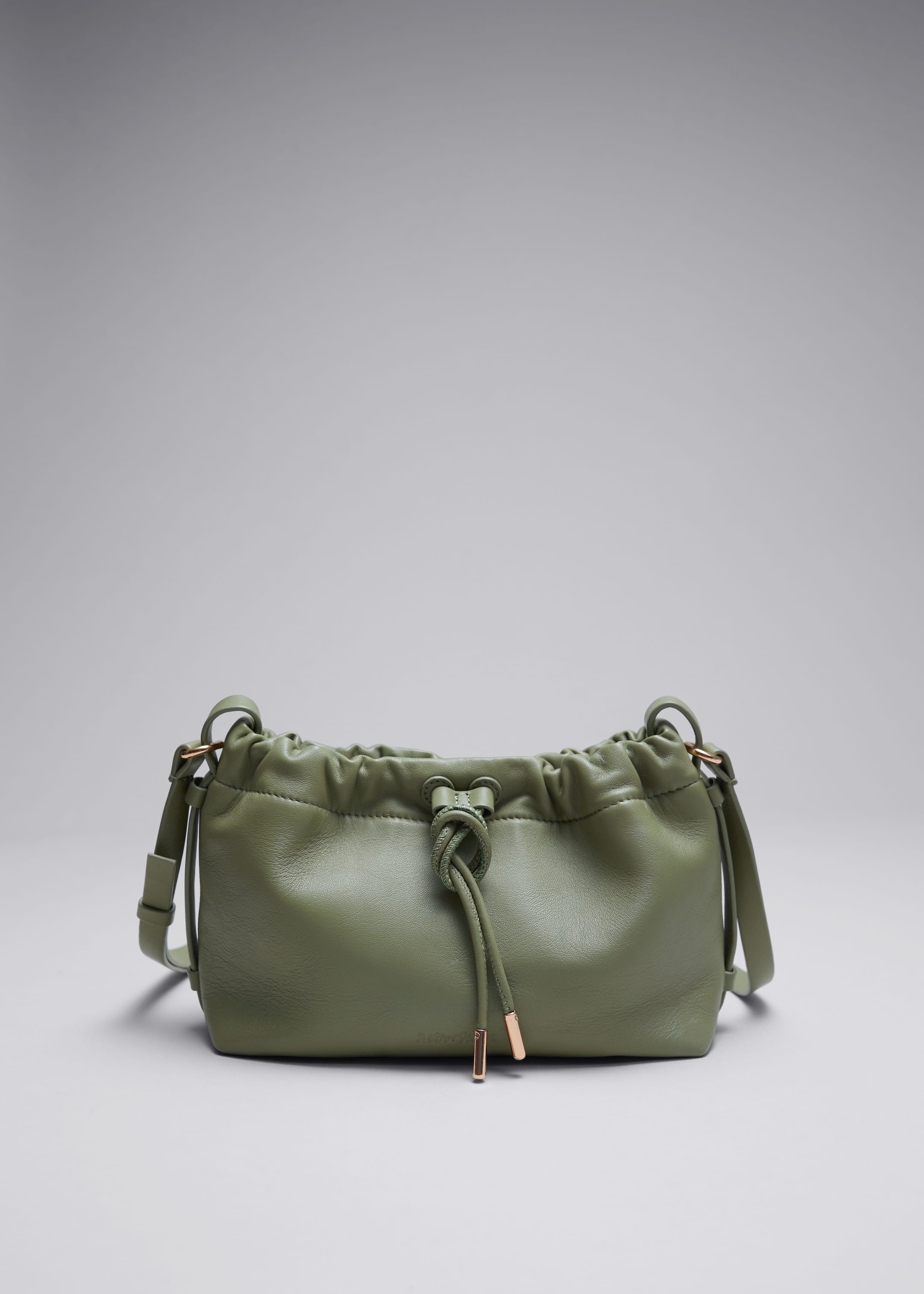 View larger image: Small Leather Drawstring Tote - Green - Ladies | H&M GB 1