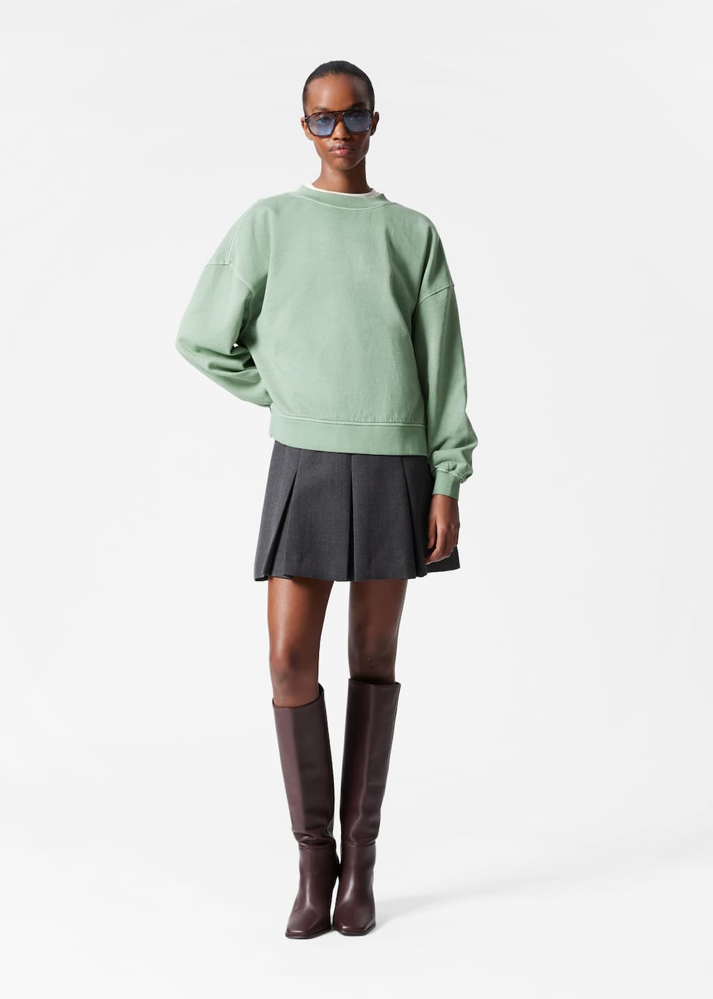 Avslappnad sweatshirt – Grön – lookbook