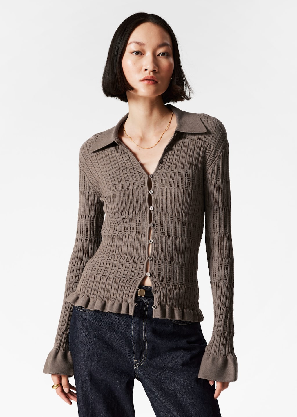 Image of Knitted Collar Cardigan