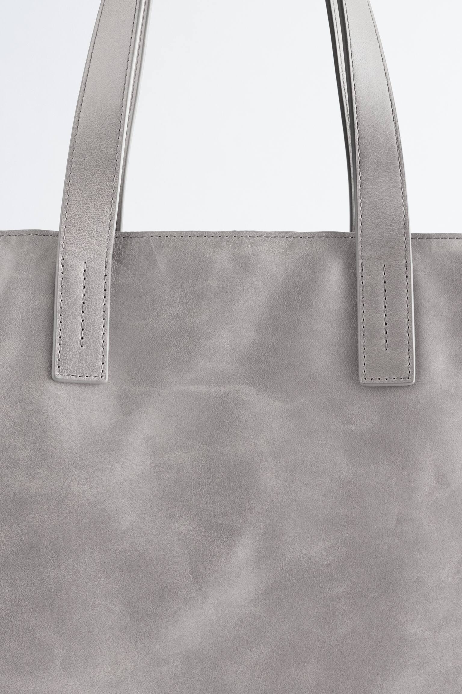 Tote bag en cuir - Gris/Brun foncé mat/Brun foncé verni/Vert kaki - 5