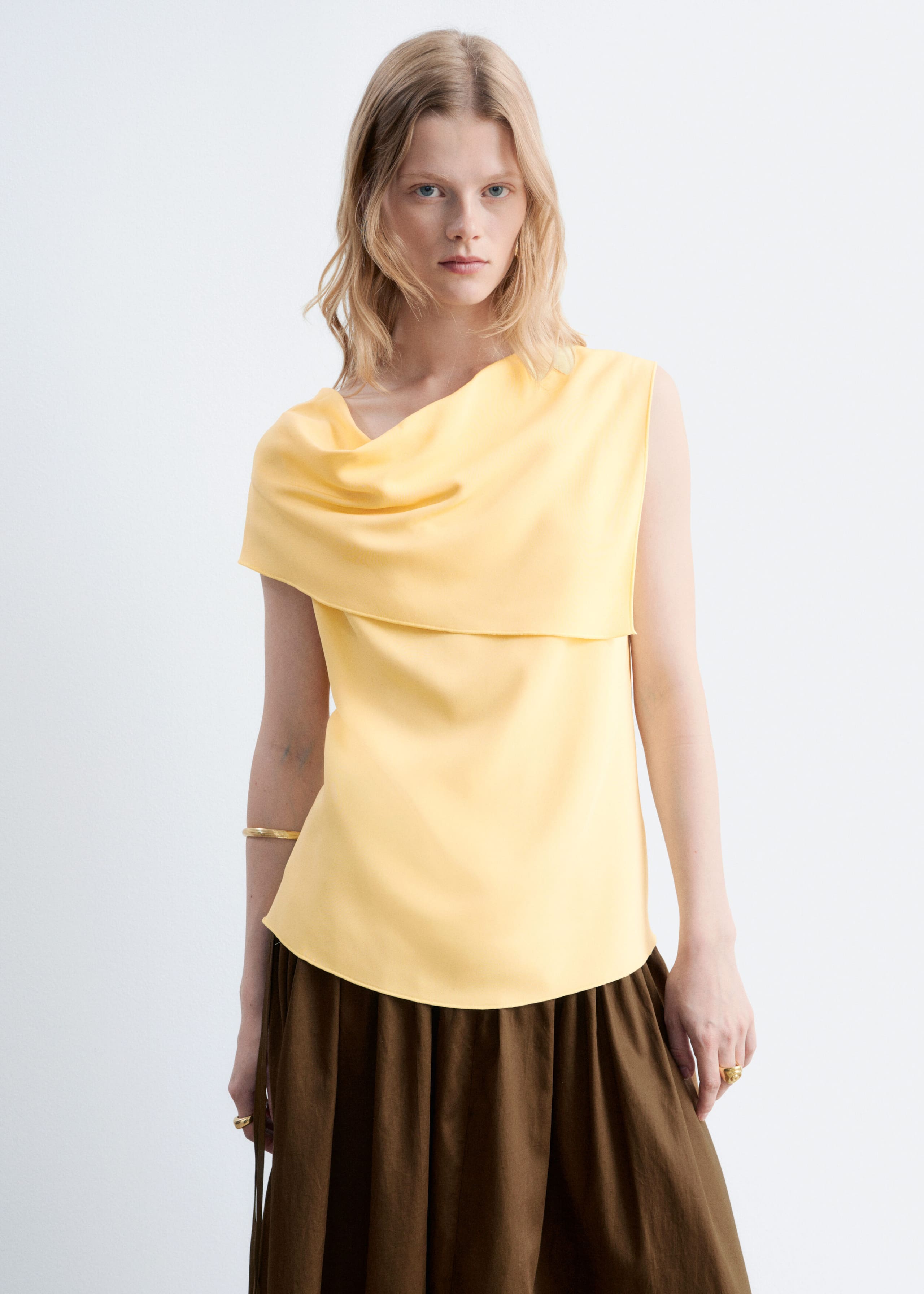 Haut sans manches avec foulard - Jaune clair - Lookbook