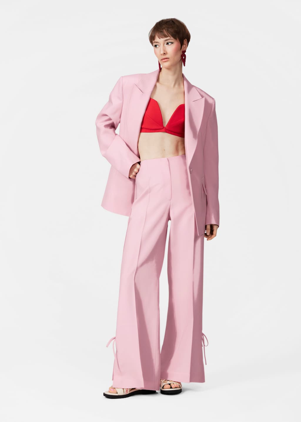 Image of Bow-Detailed Press-Crease Trousers