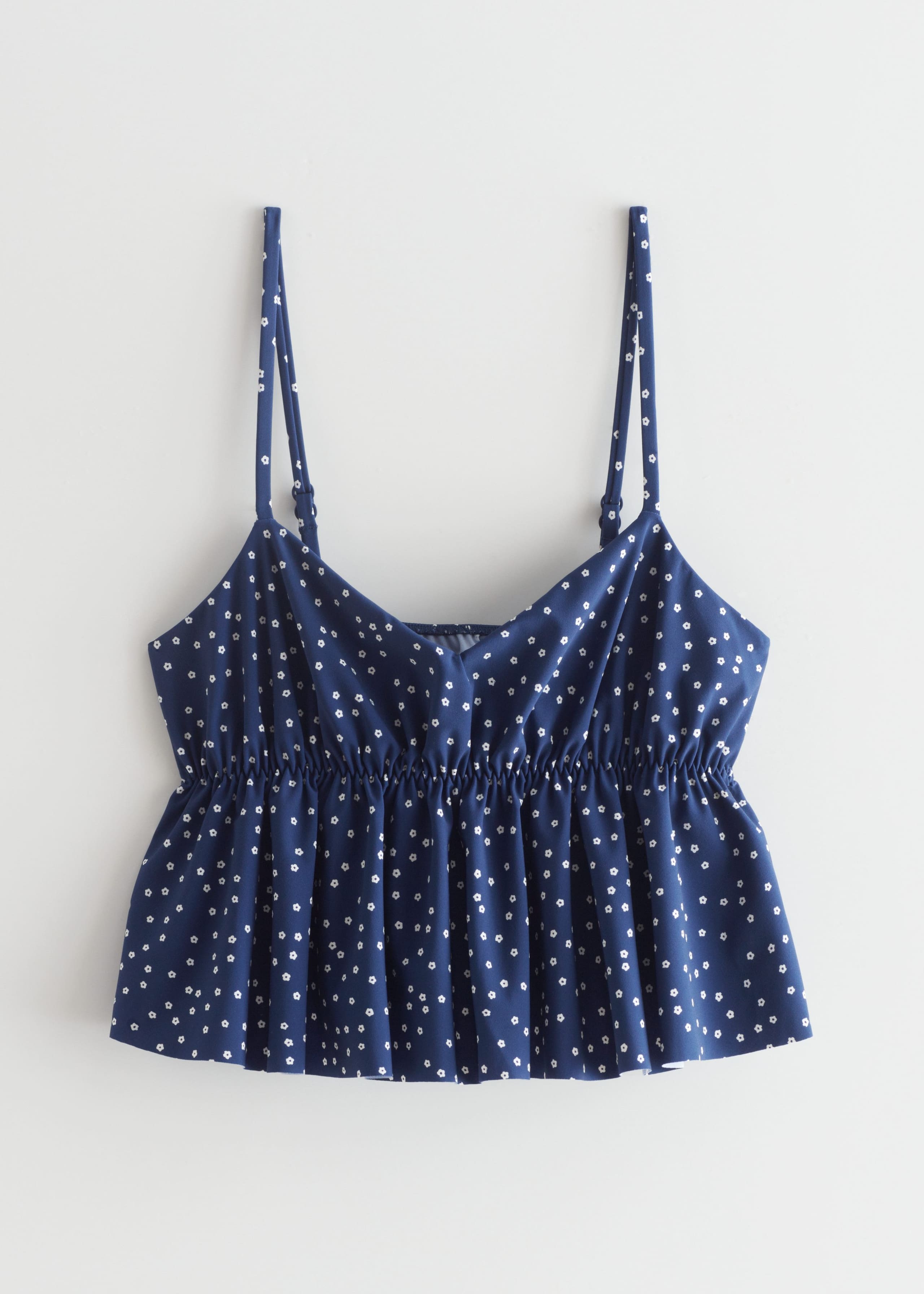 Printed Ruffle Bikini Top - Navy - Still Life