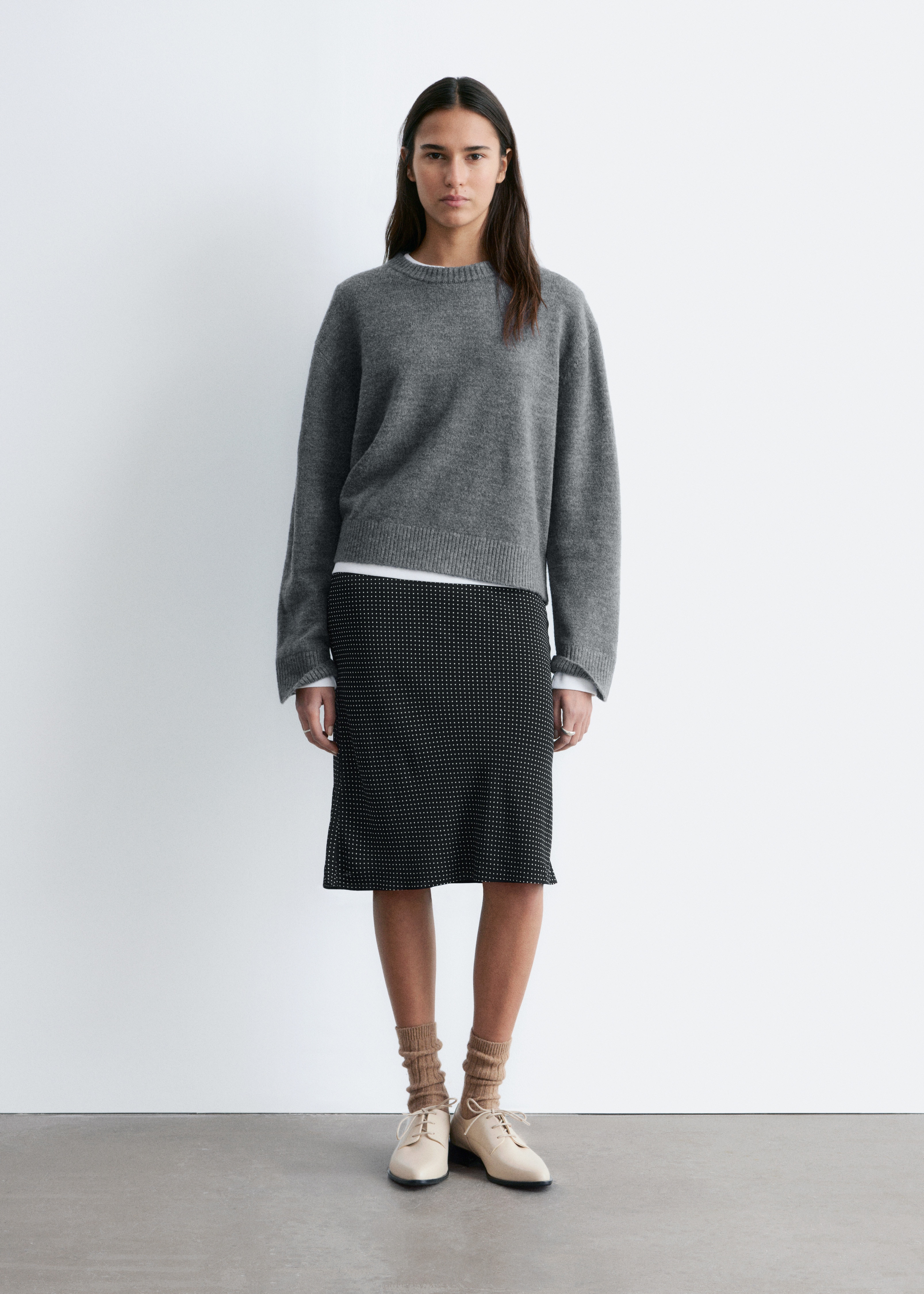 Boxy Knit Jumper - Dark Grey/Dark Brown