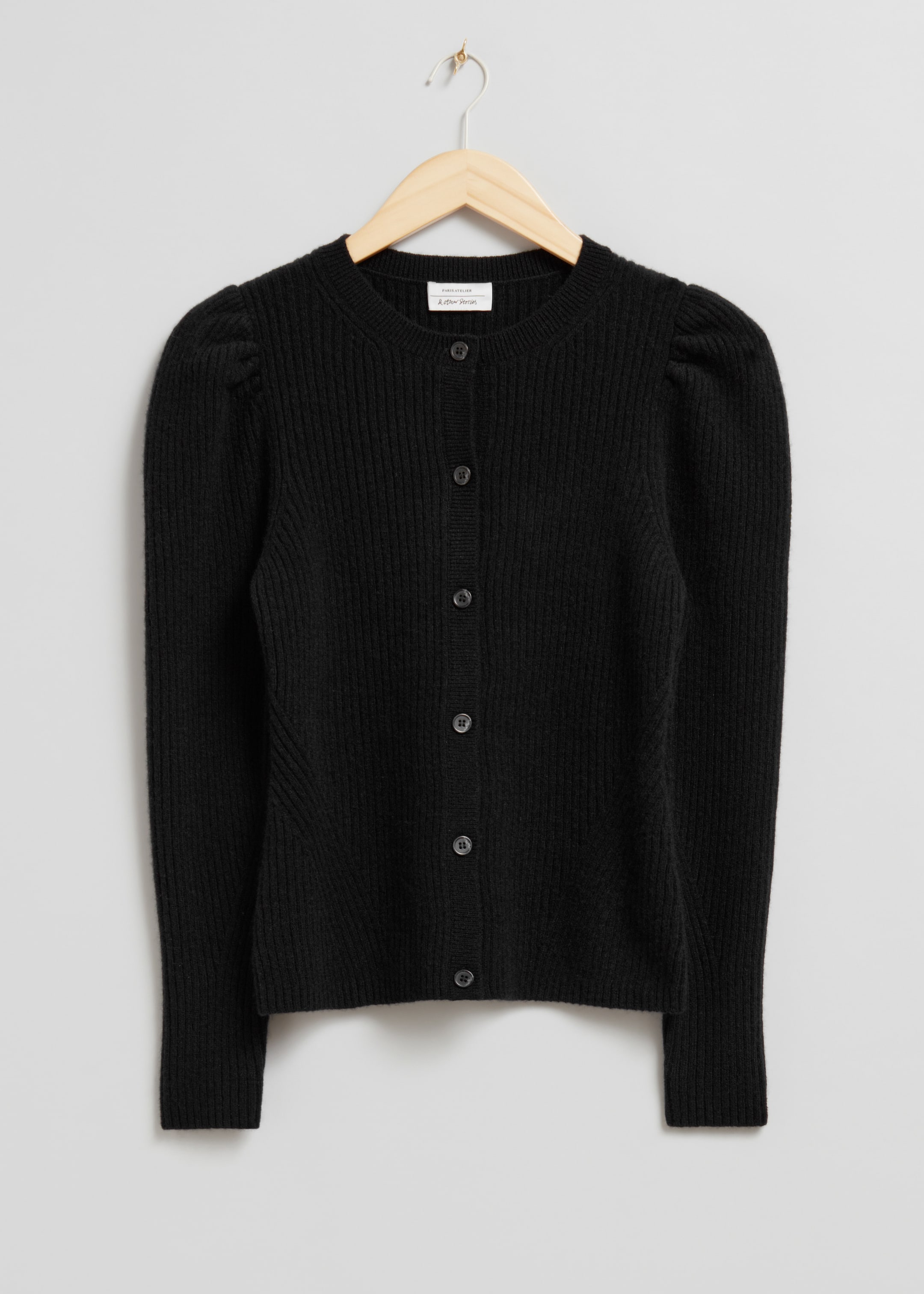 View larger image: Merino Puff Sleeve Cardigan - Black - Ladies | H&M GB 1