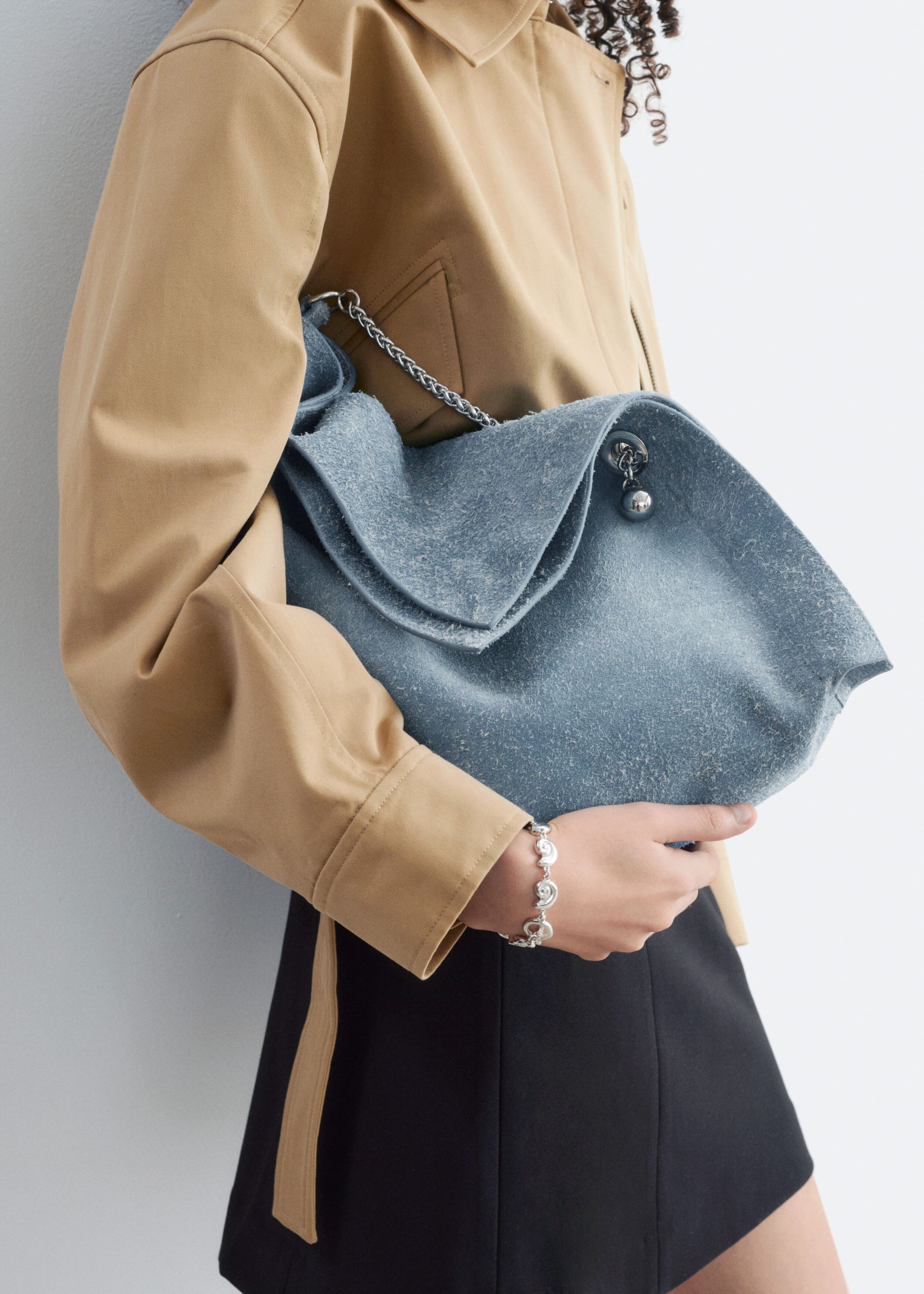 Slouchy Shoulder Bag - Blue - Lookbook