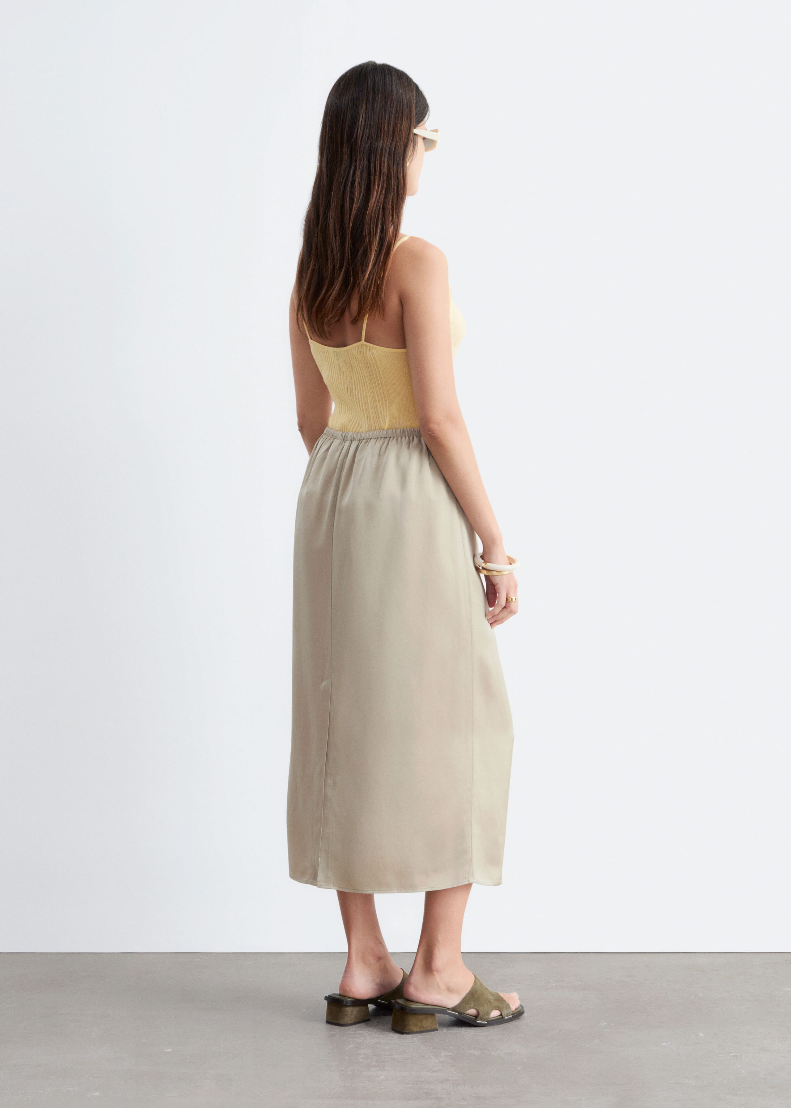 Image of Drawstring Midi Skirt