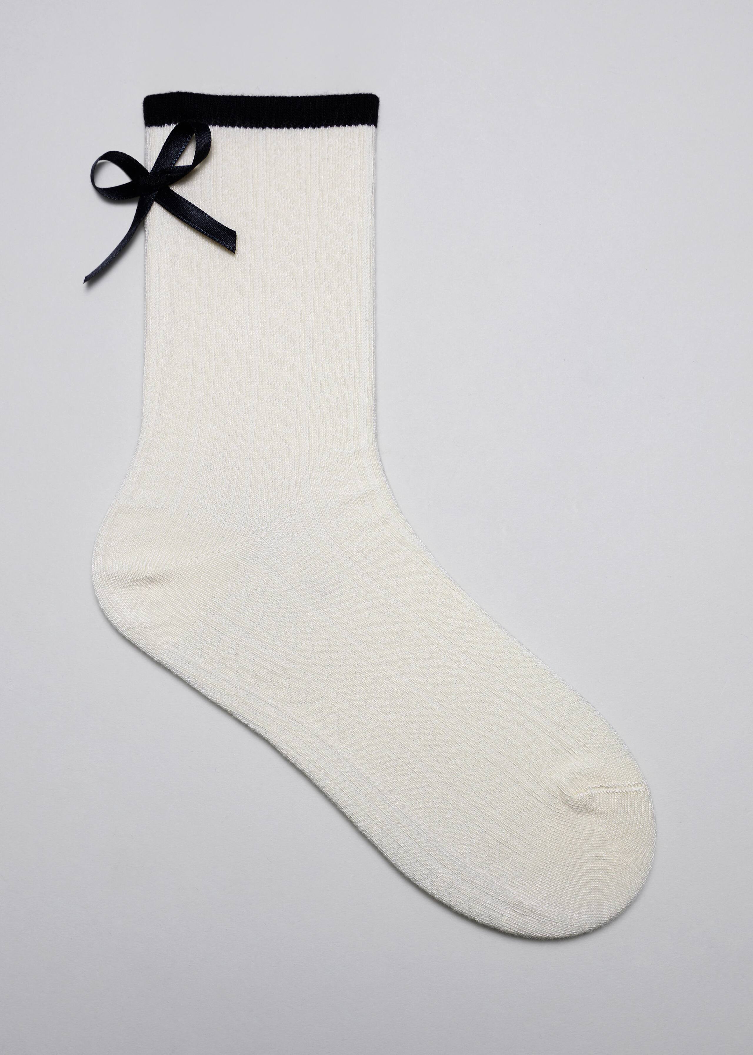 Bow-Detailed Socks - White - Still Life