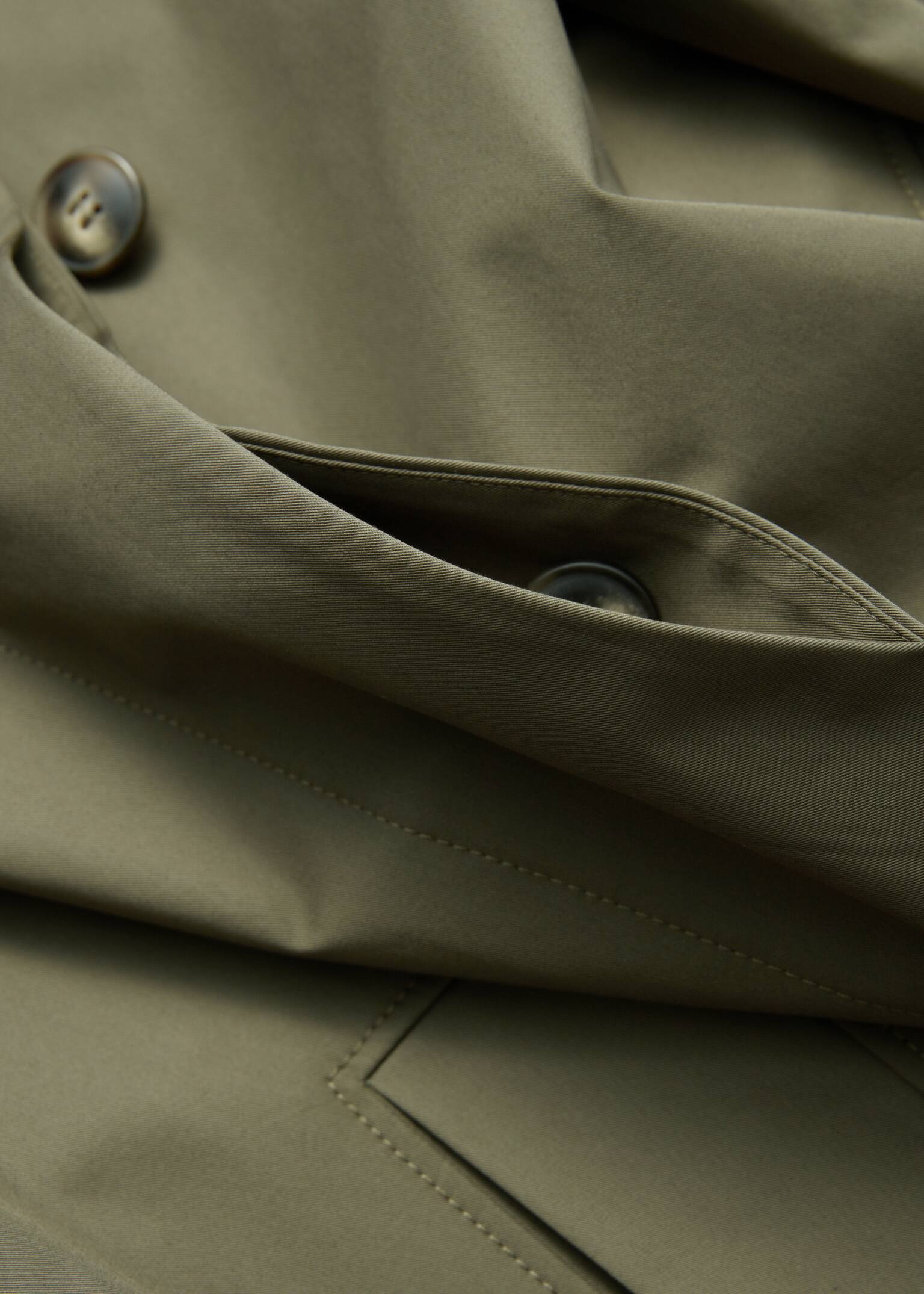 Veste trois-quarts à col - Vert kaki/Beige - 3