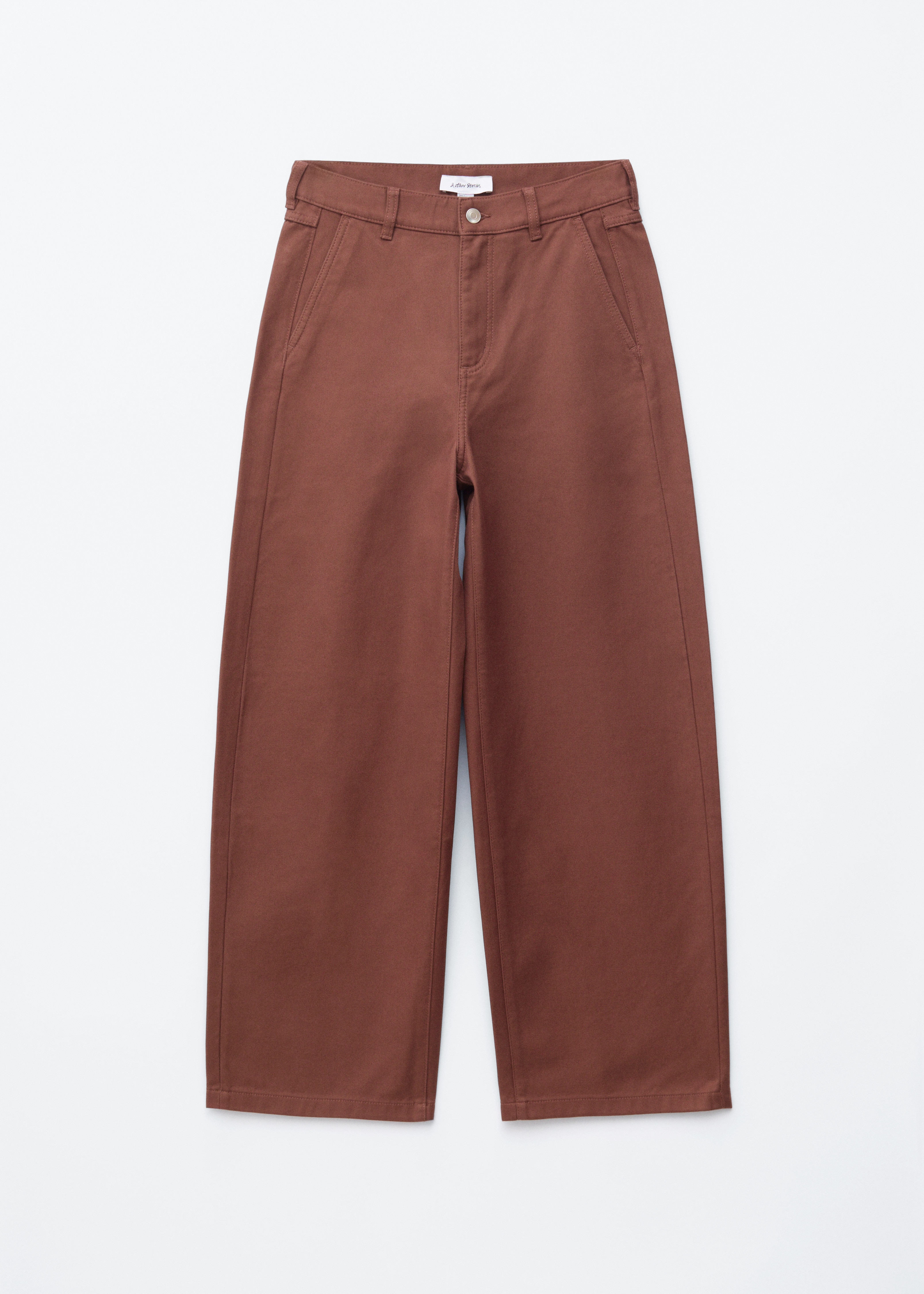 Pantaloni largi din bumbac - Maro Ruginiu/Off-White