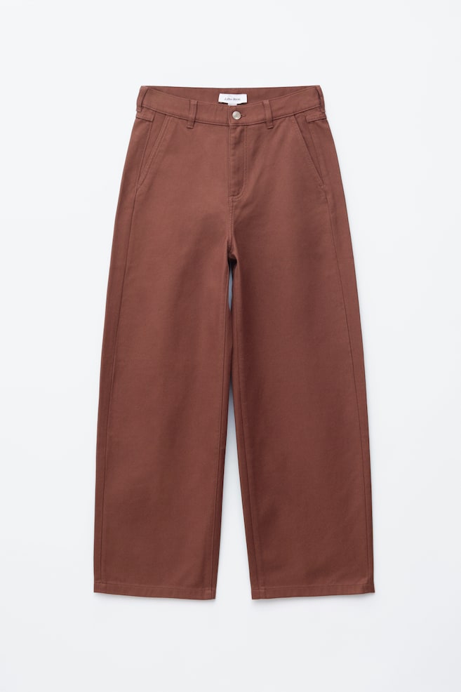 Pantalones de algodón relajados de perneras anchas - Marrón óxido - 1
