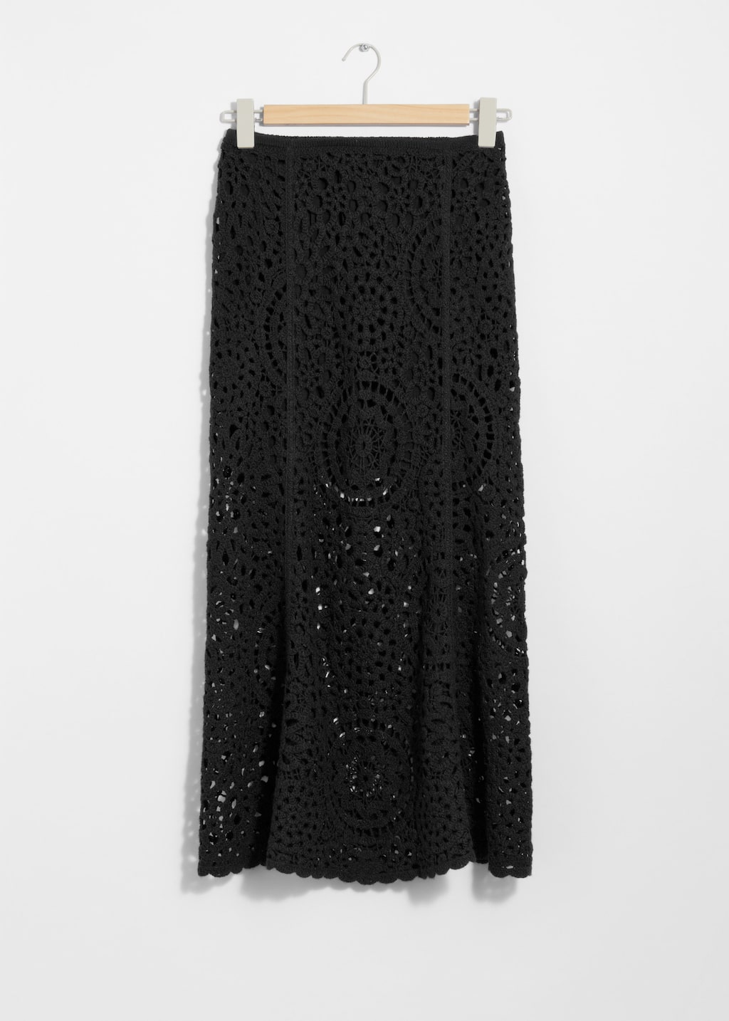 Falda midi de ganchillo - Negro - Bodegón