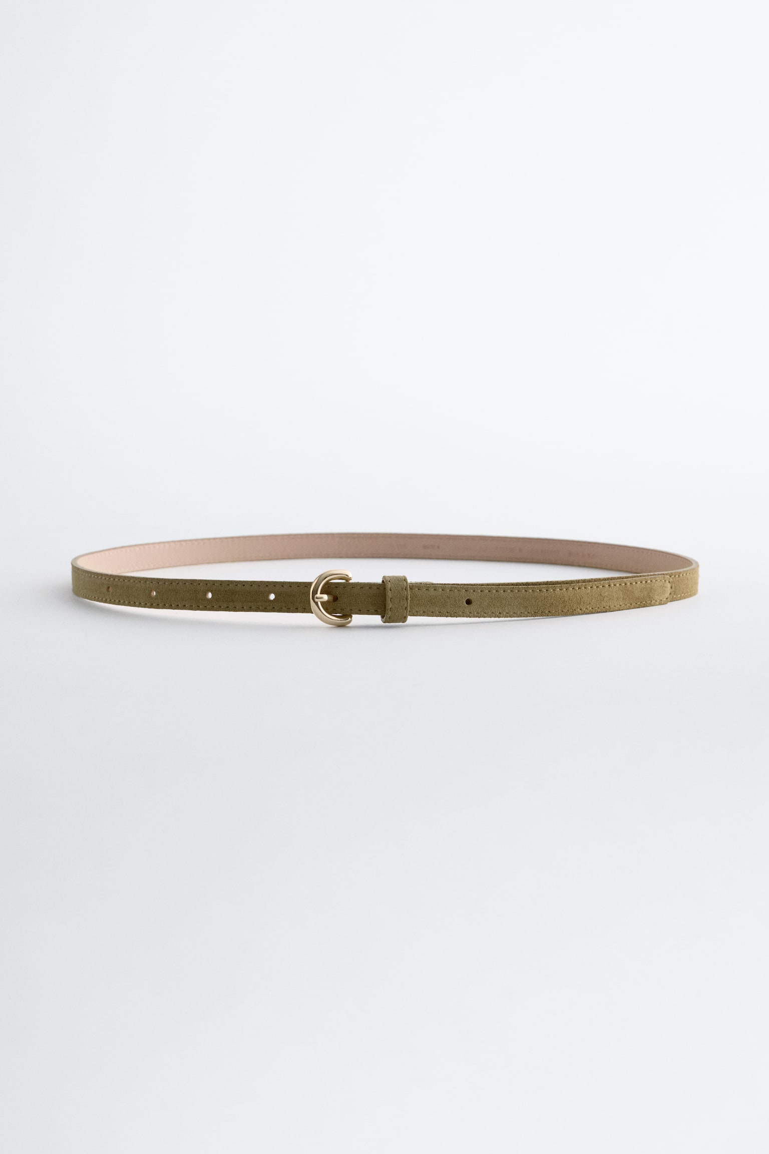 Slim Suede Belt - Beige - 1