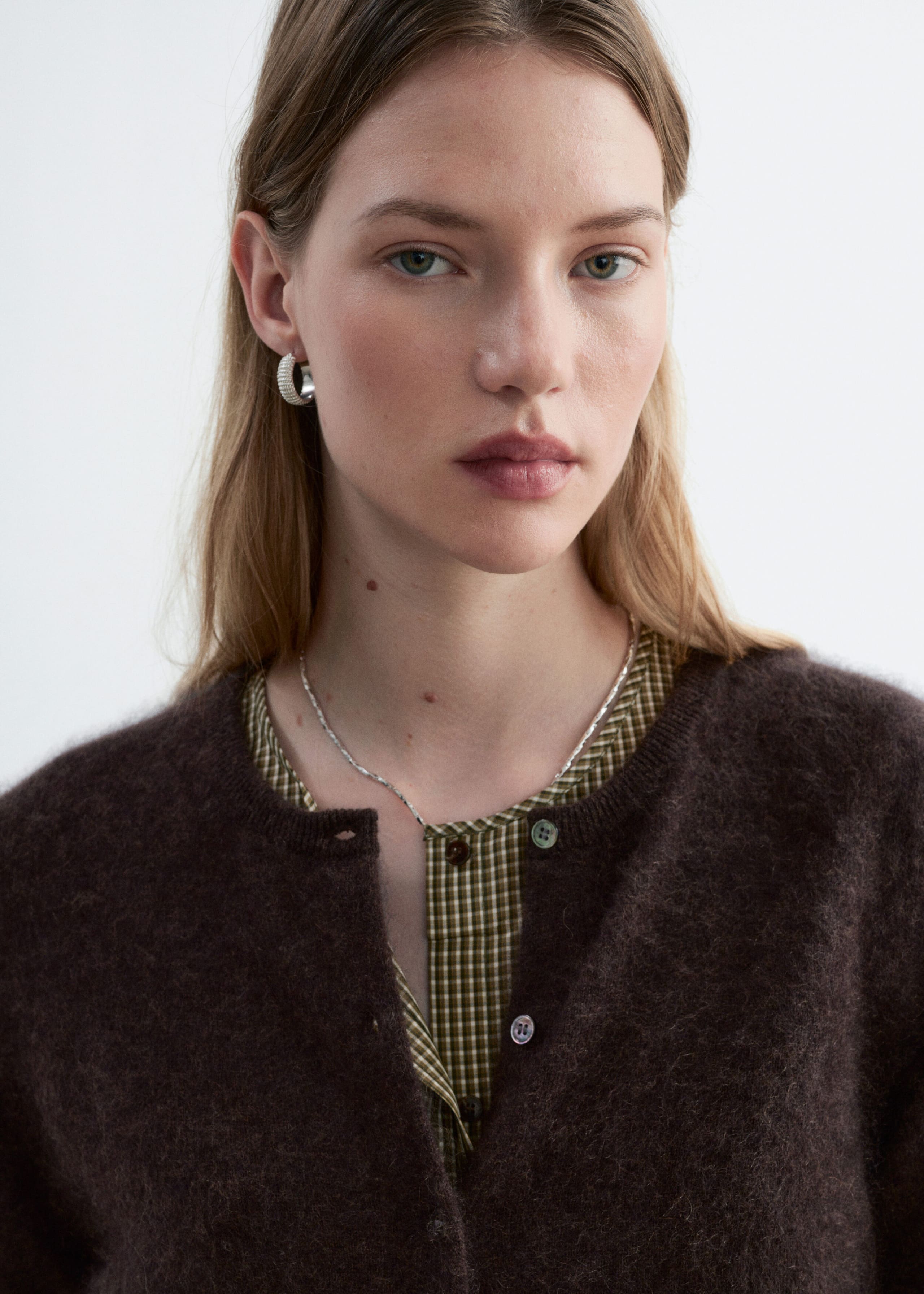 Brushed Cashmere Cardigan - Grey - Lookbook