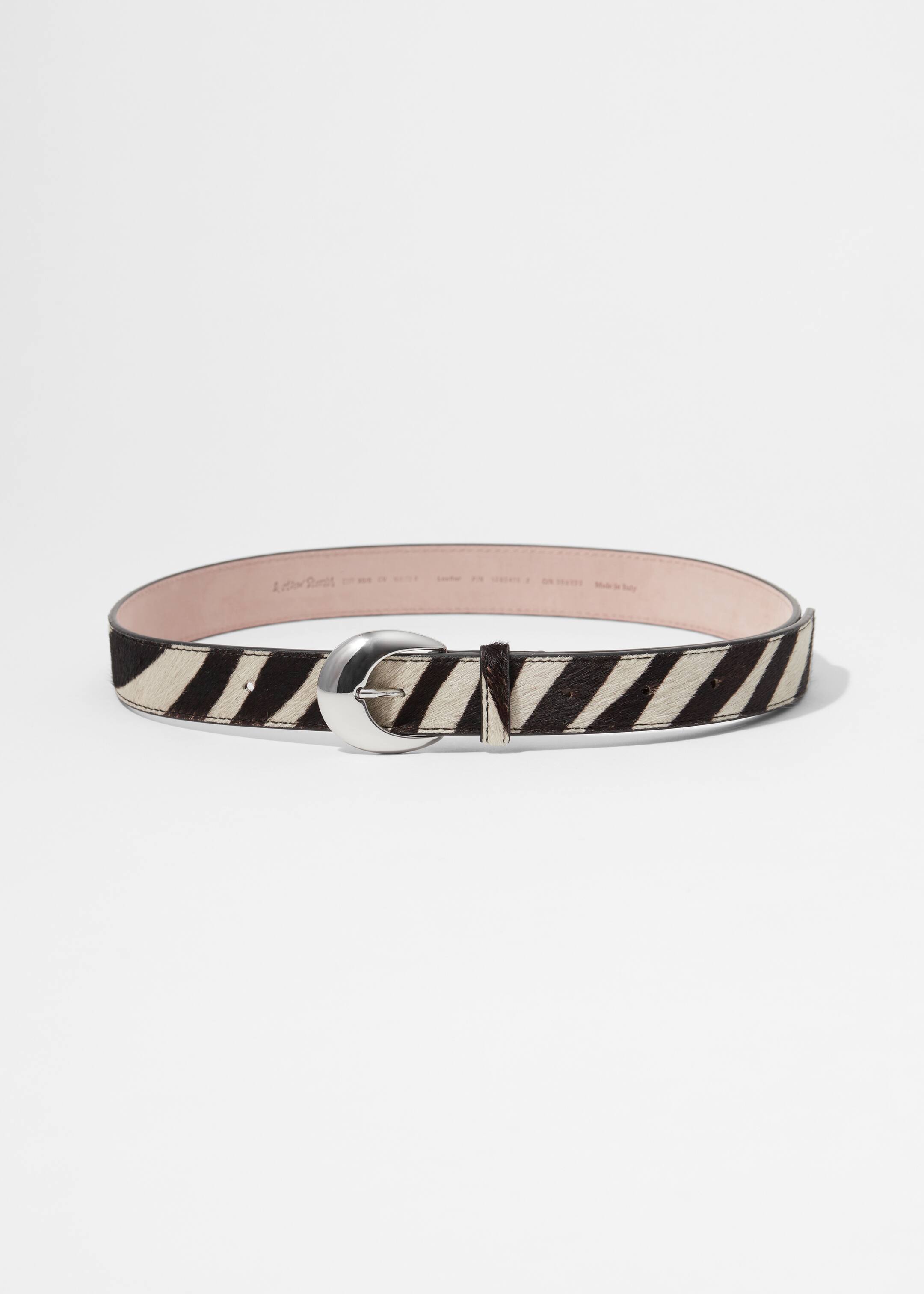 Größeres Bild ansehen: Ledergürtel mit Kuh-Print - Dunkelbraun/Zebra - Ladies | H&M DE 1