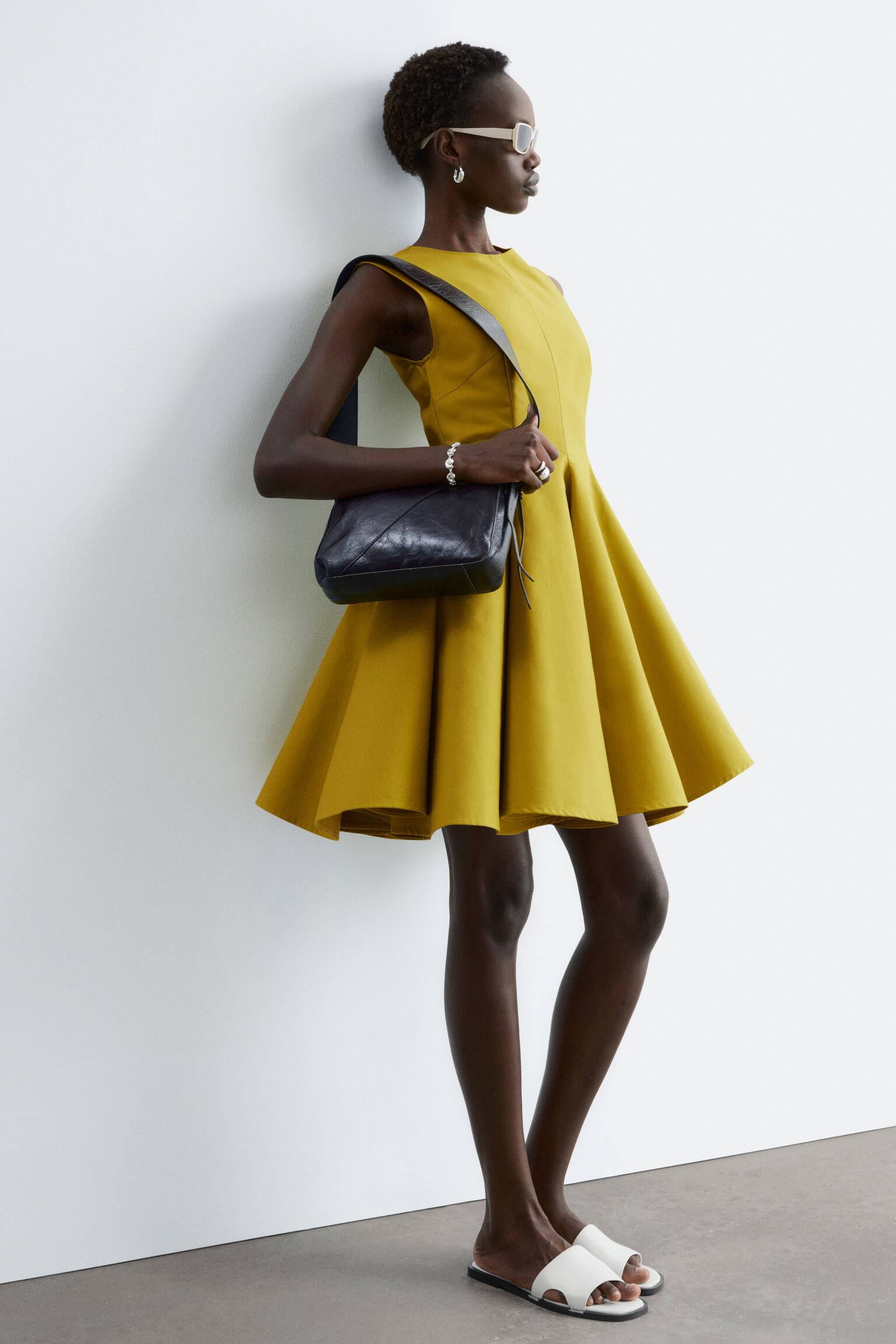 Minivestido plisado-Amarillo verdoso - 8