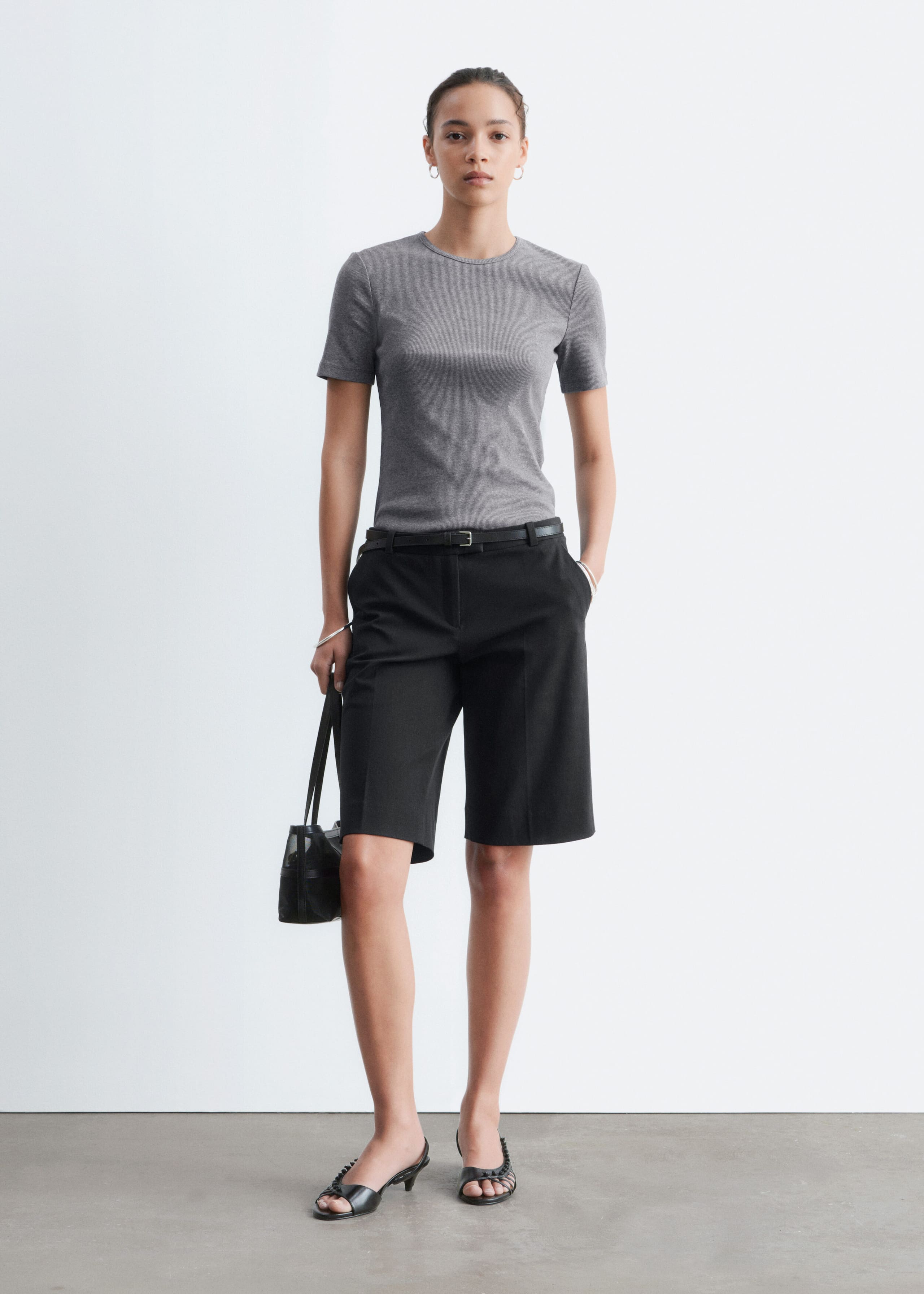 Ribbed T-Shirt - White - Lookbook