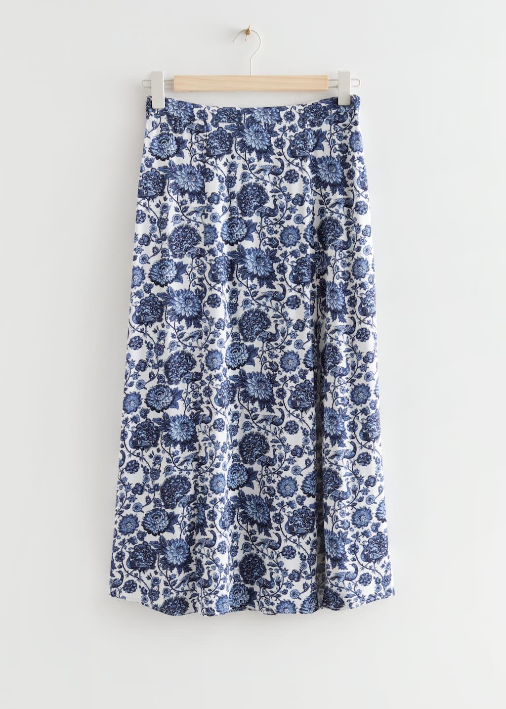 PrintedSideSlitMidiSkirt - Blue Florals - Bodegón