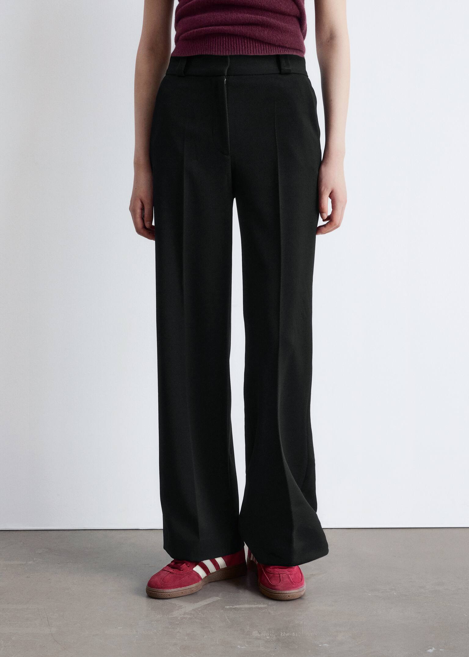Wide Press-Crease Trousers - Black/Dark Red/Navy/Cream/Dark brown/Khaki - 3