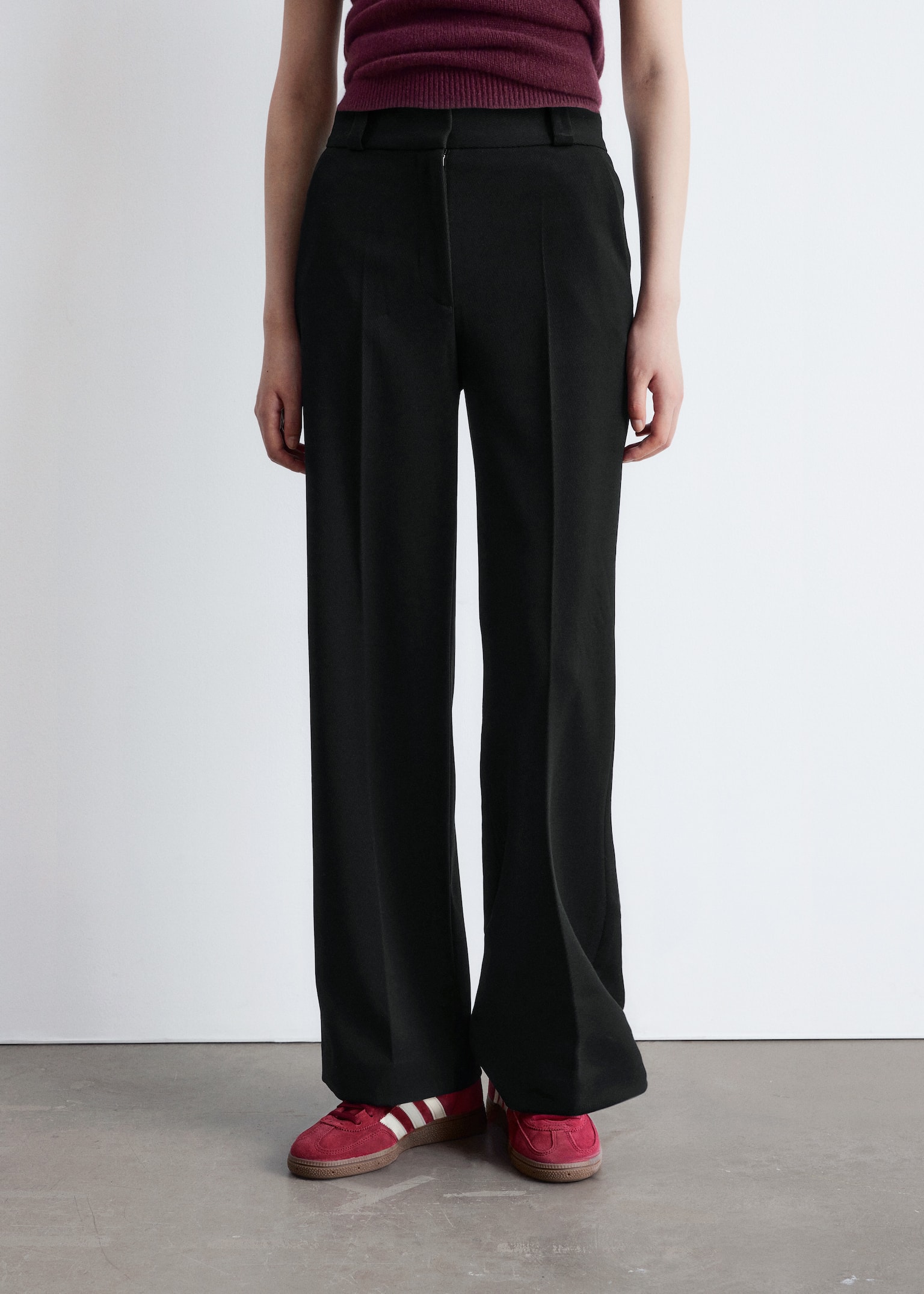 Wide Press-Crease Trousers - Schwarz/Navyblau/Dunkelbraun/Cremefarben/Dunkelrot/Khaki - 4