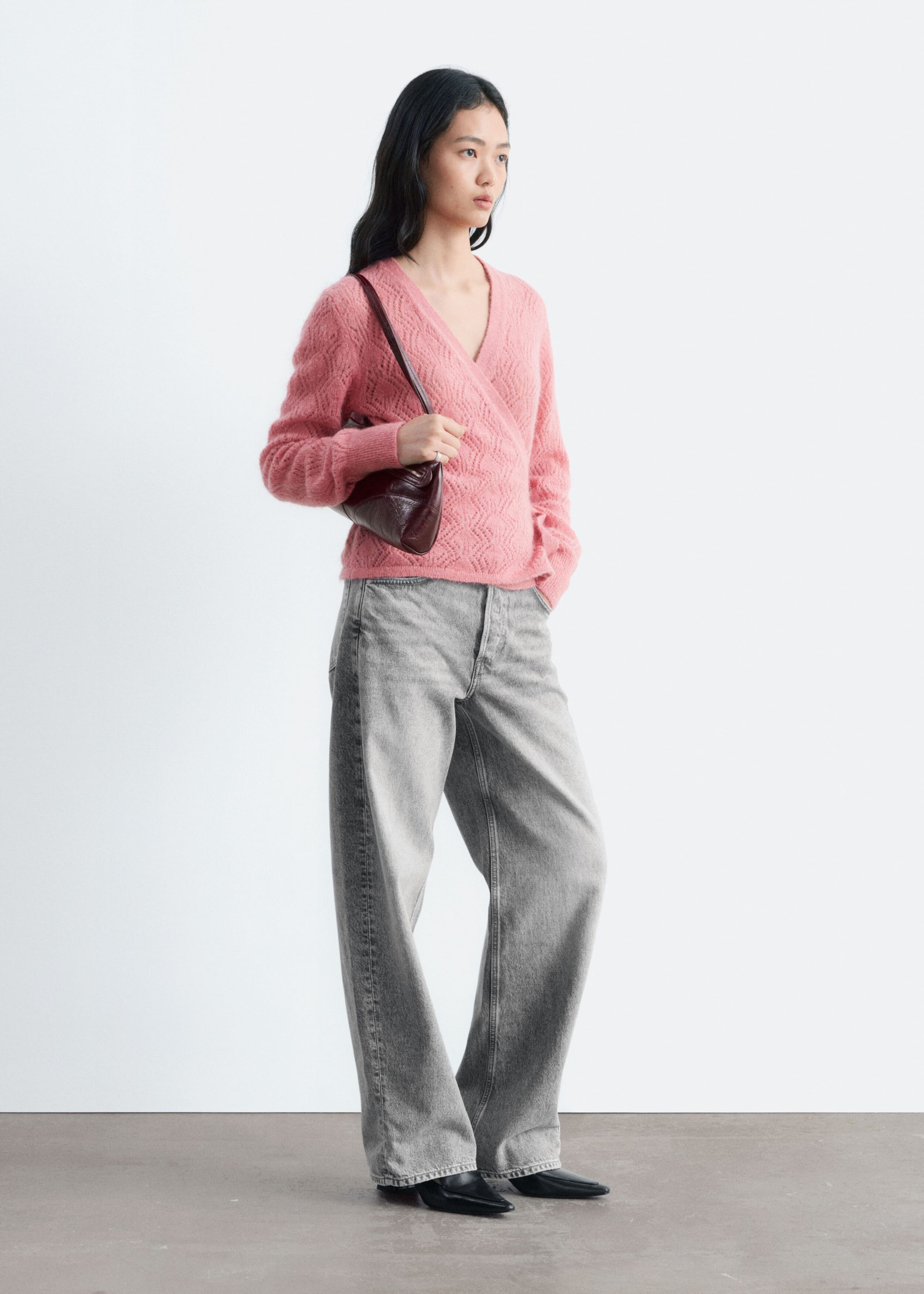 Mohair-Blend Pointelle Cardigan - Pink - Still Life