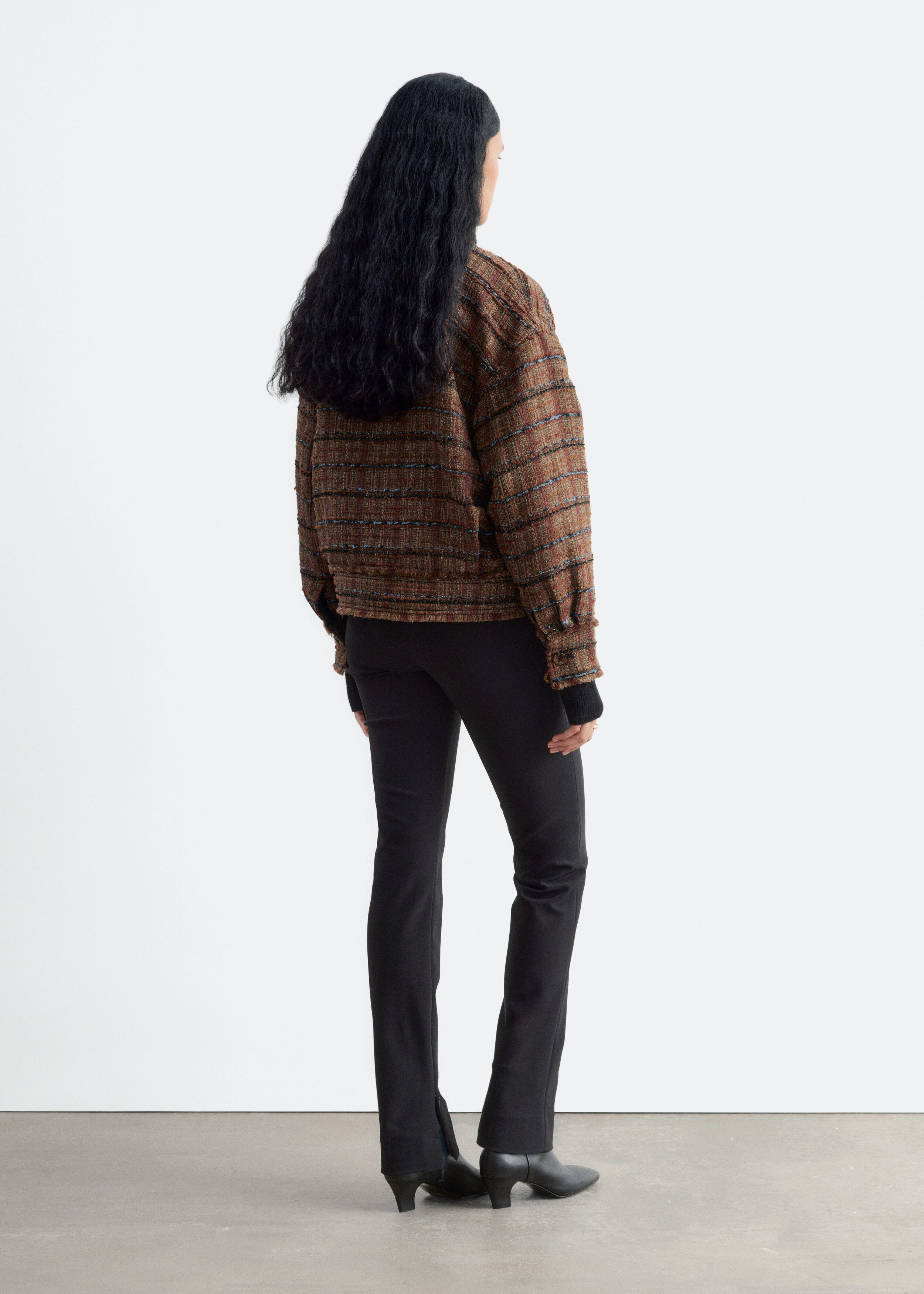 Raw-Edge Tweed Jacket - Brown/Checked - Jackets | & Other Stories US