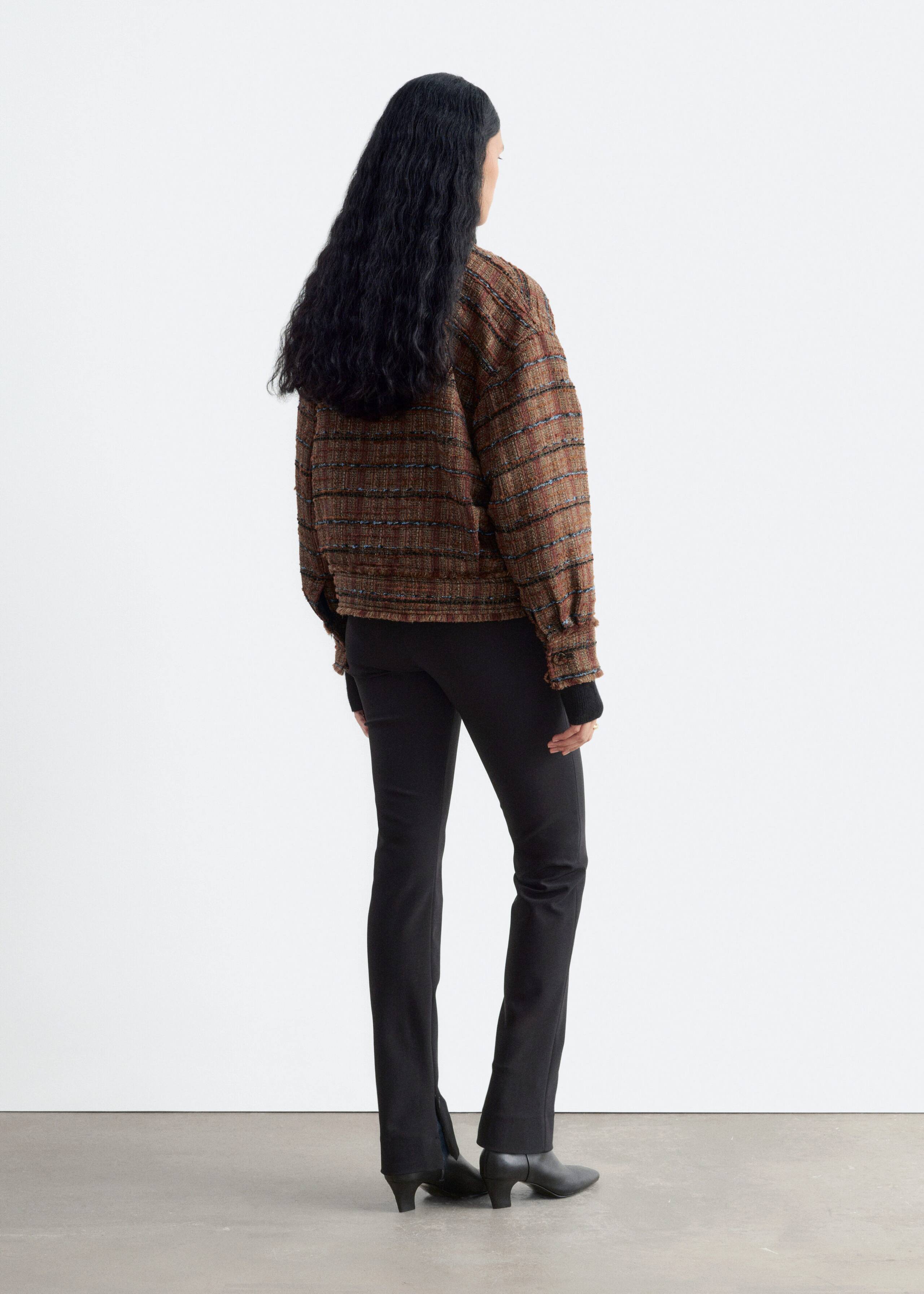 Raw-Edge Tweed Jacket - Brown/Checked - Lookbook