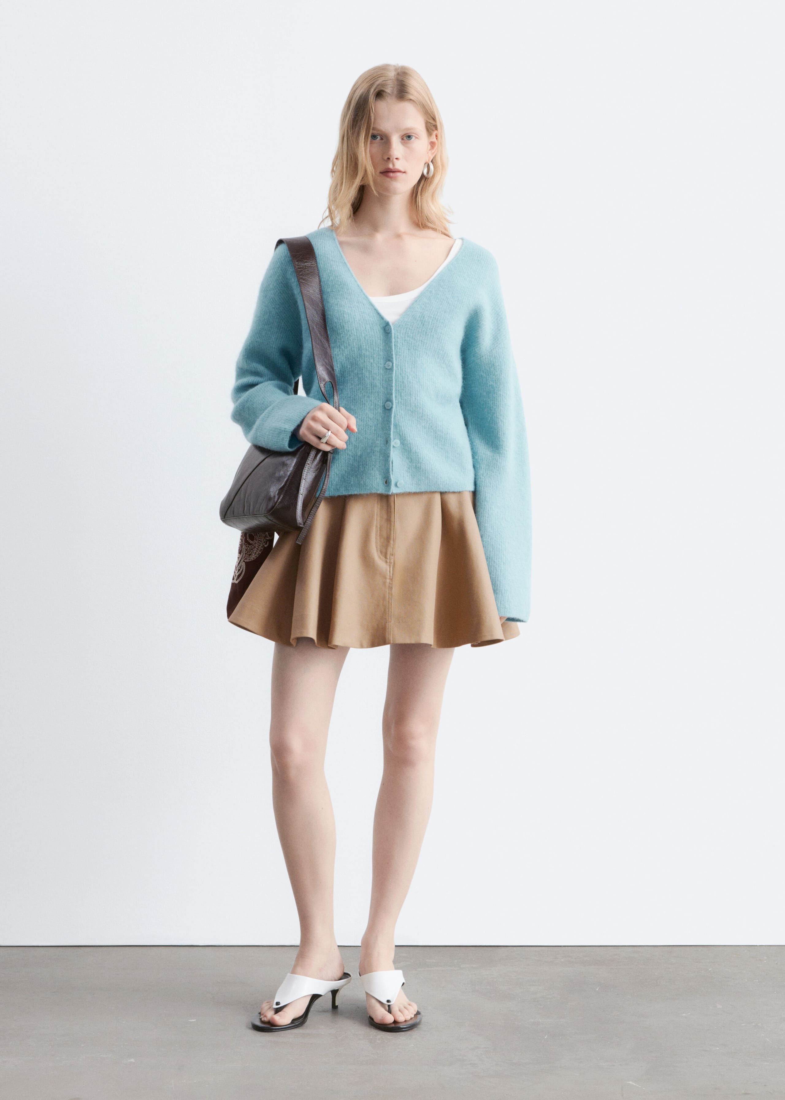Alpaca-Blend Cardigan - Light Turquoise - Lookbook