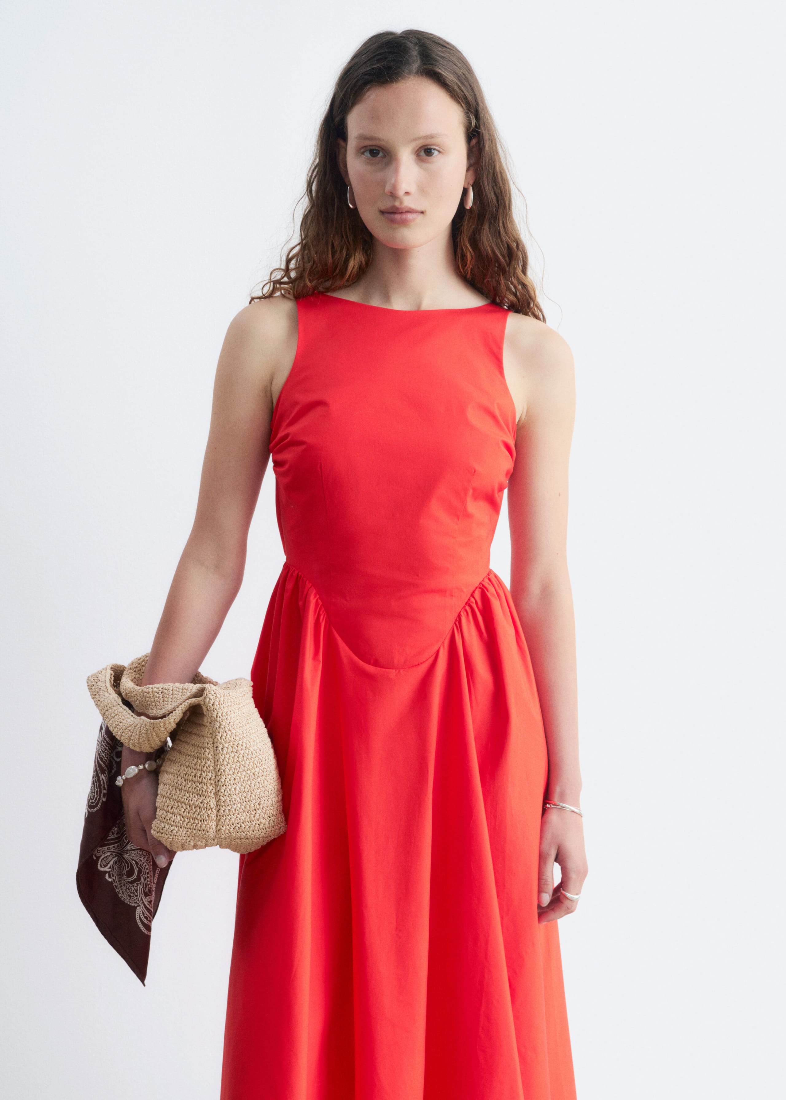 Midikleid mit Bindedetail hinten - Rot - Stillleben