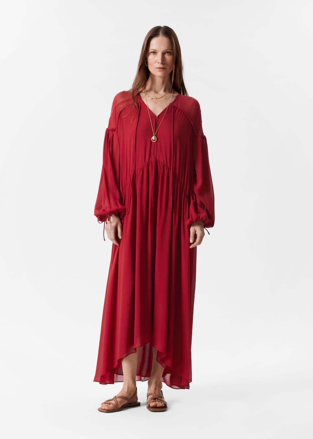 Robe longue fluide - Rouge foncé - Lookbook