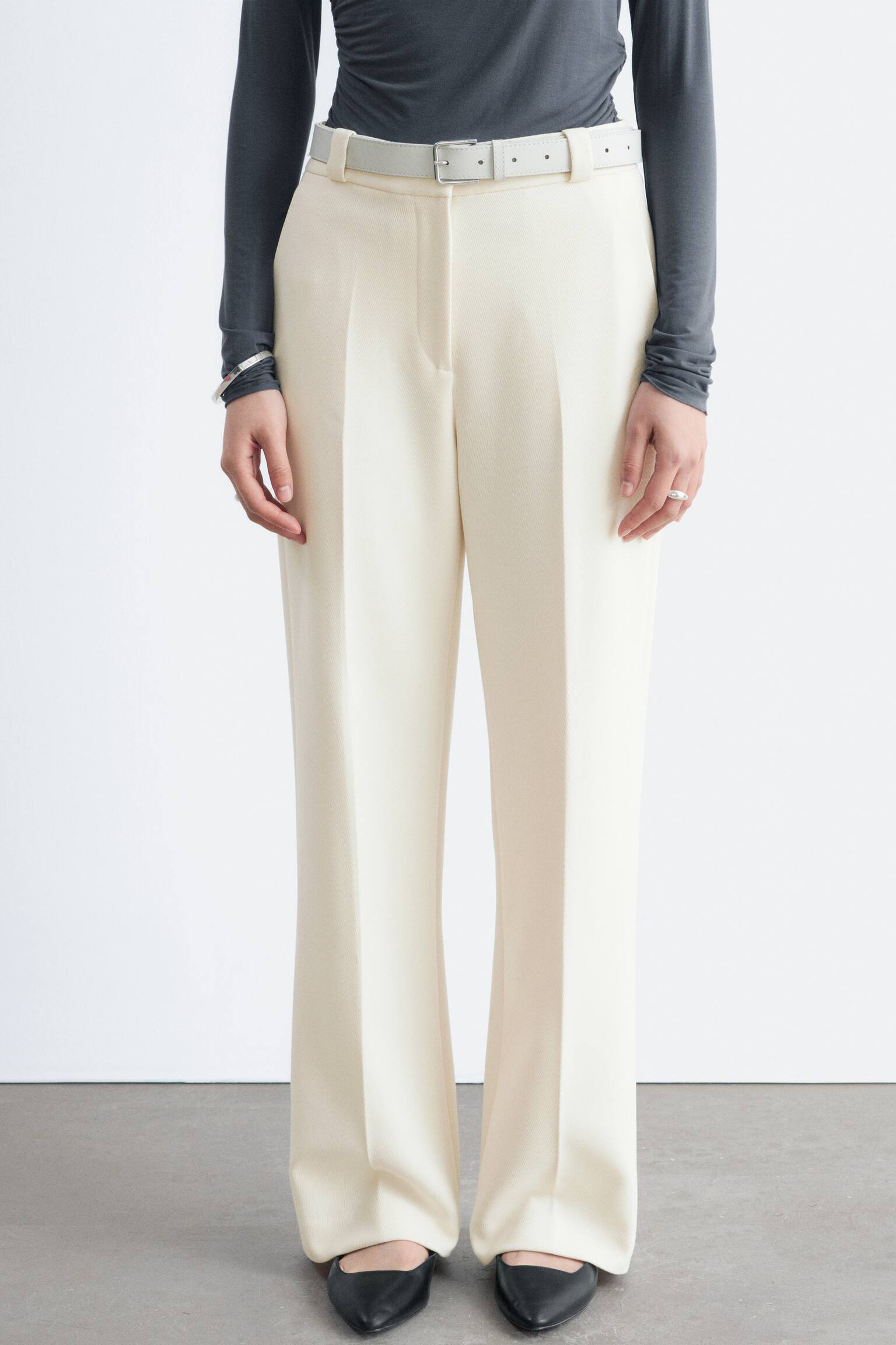 Spodnie z prostymi nogawkami z kantami - Kremowy/Granatowy/Ciemnozielony/Ciemnobrązowy/Czarny - 4