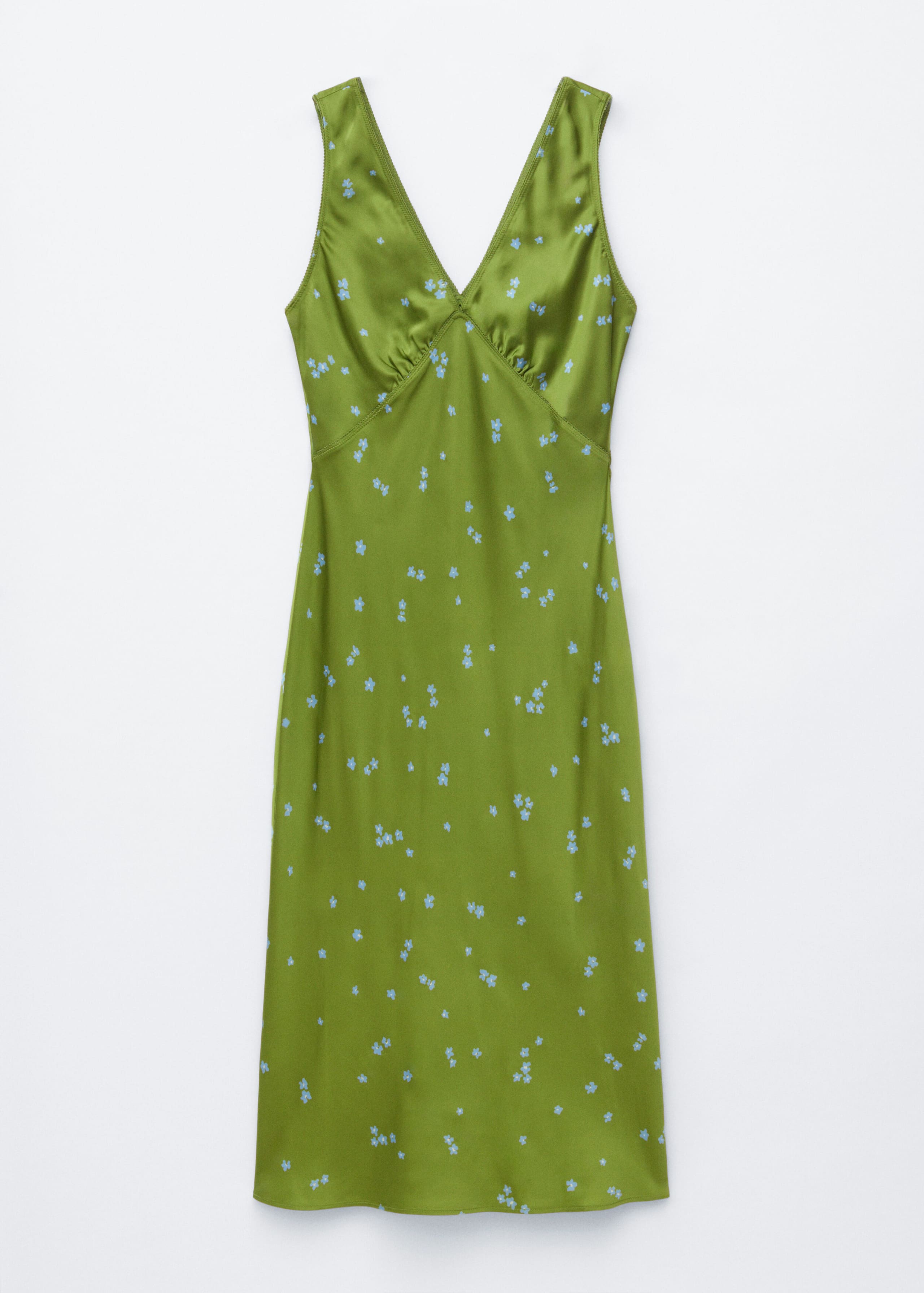 Floral V-Neck Midi Dress - Green/Blue Florals - Still Life