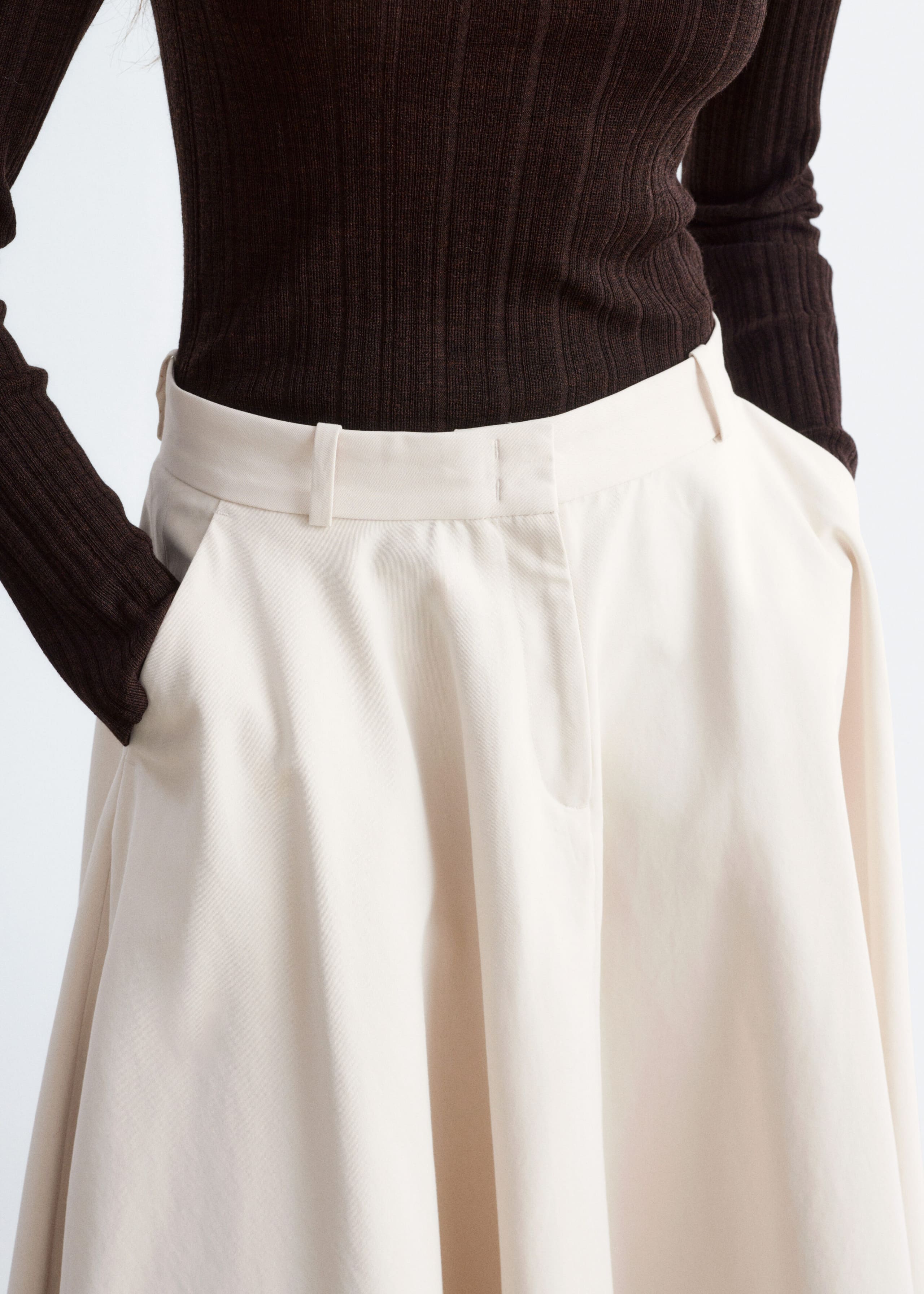 Tailored Circle Cut Skirt - Light Beige - Still Life