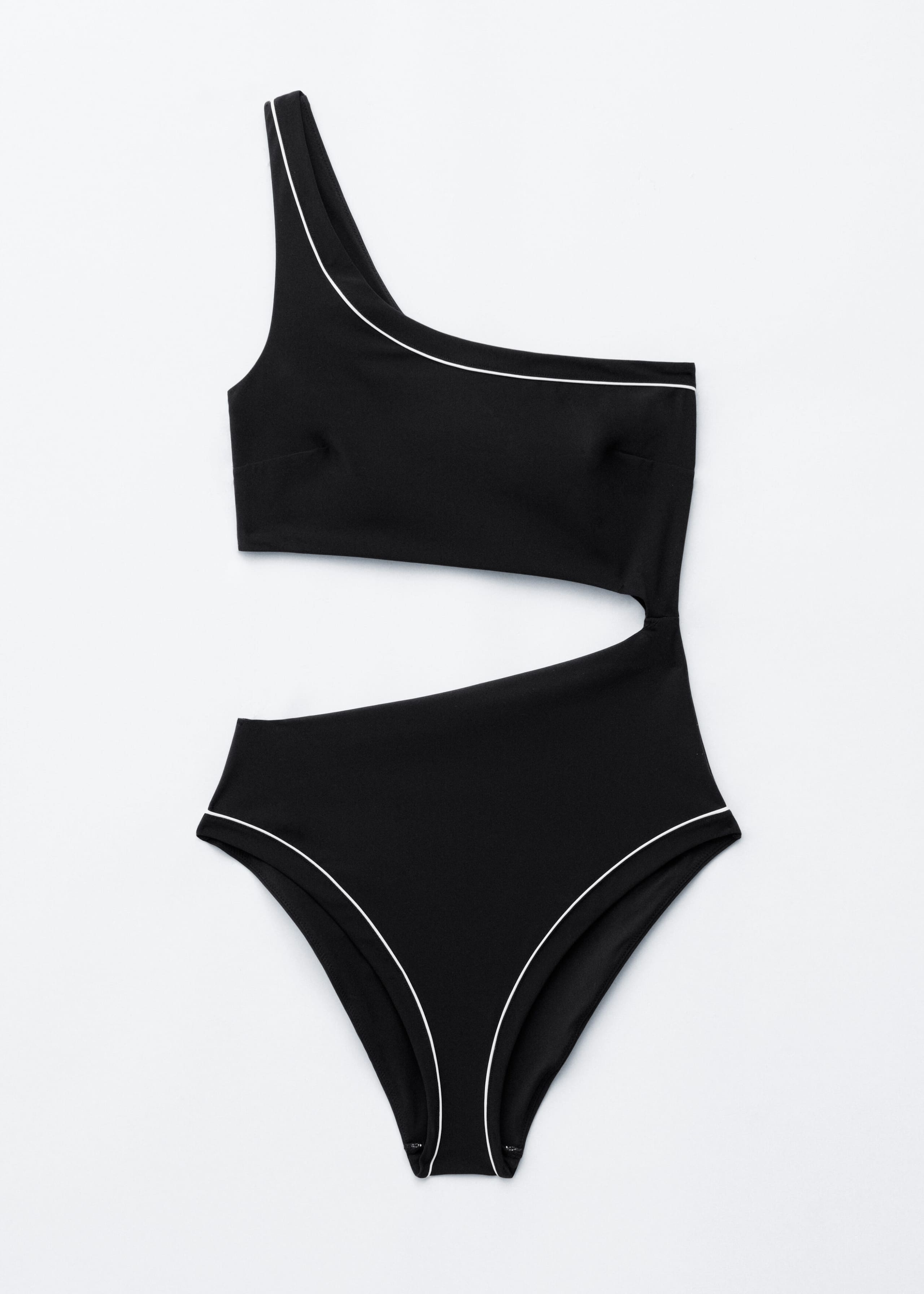 Image of One-Shoulder Cut-Out Swimsuit
