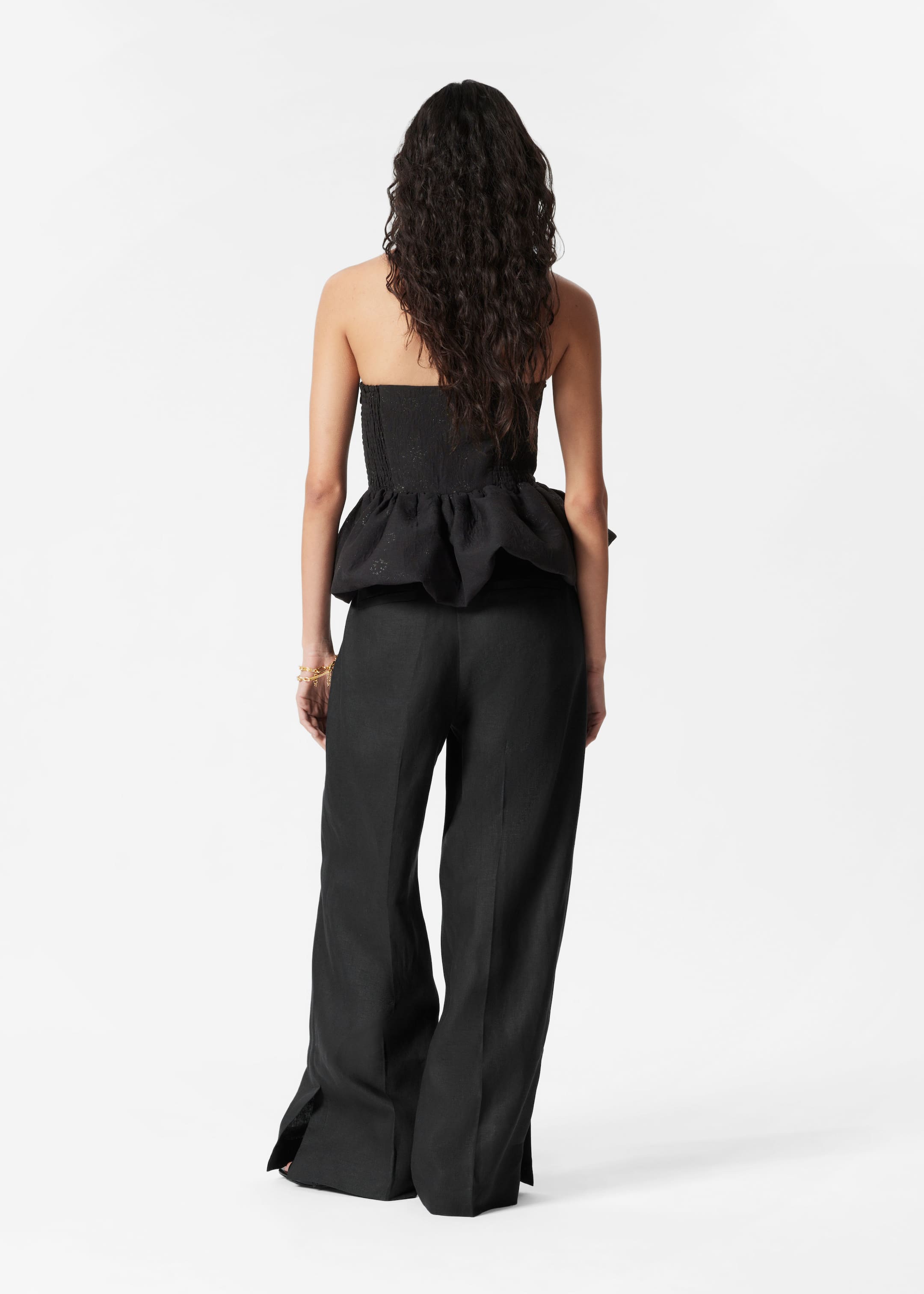 Zobacz większy obraz: Żakardowy top typu bandeau z baskinką - Czarny - ONA | H&M PL 4