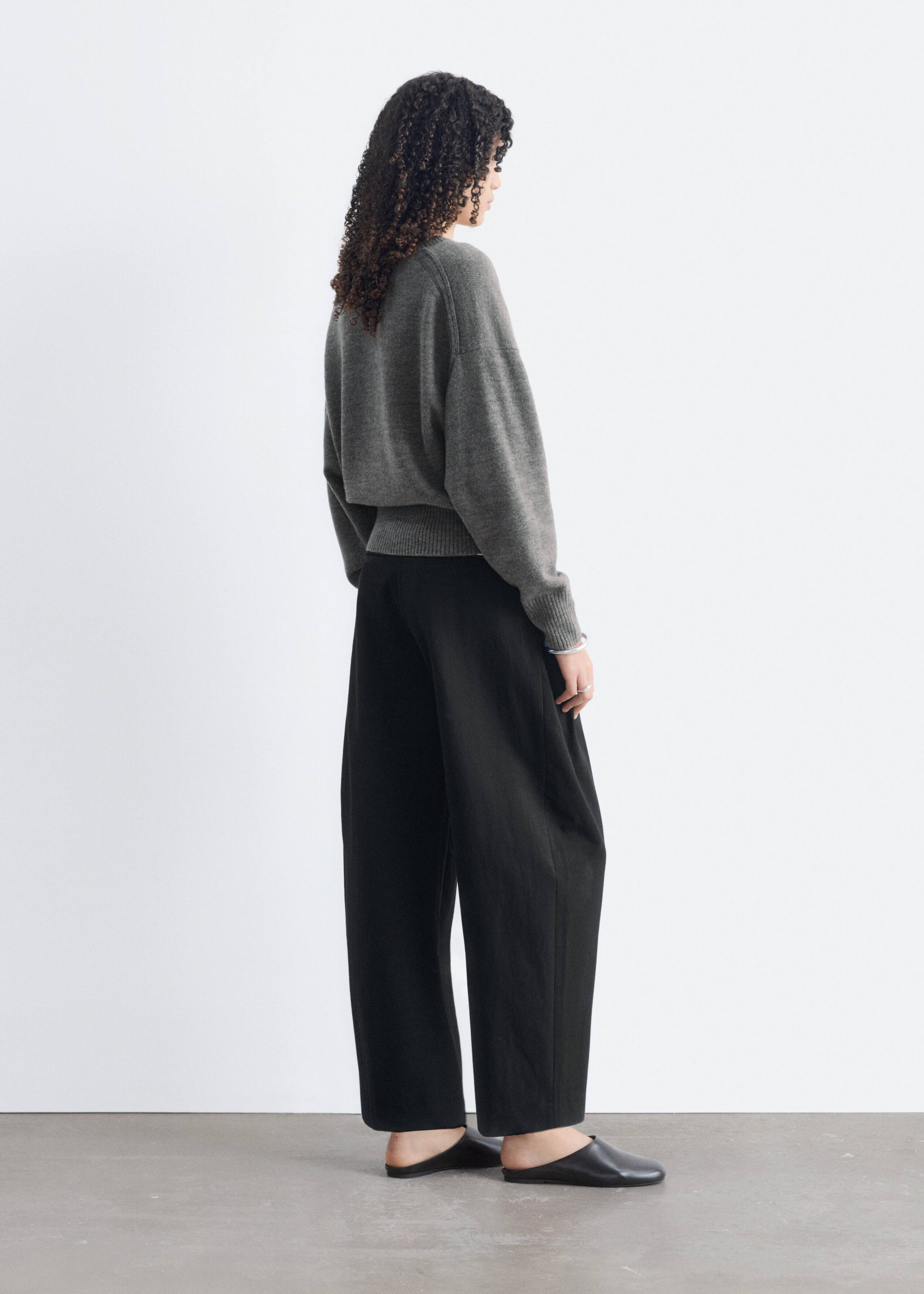 Wool-Cotton V-Neck Jumper - Grey - Lookbook