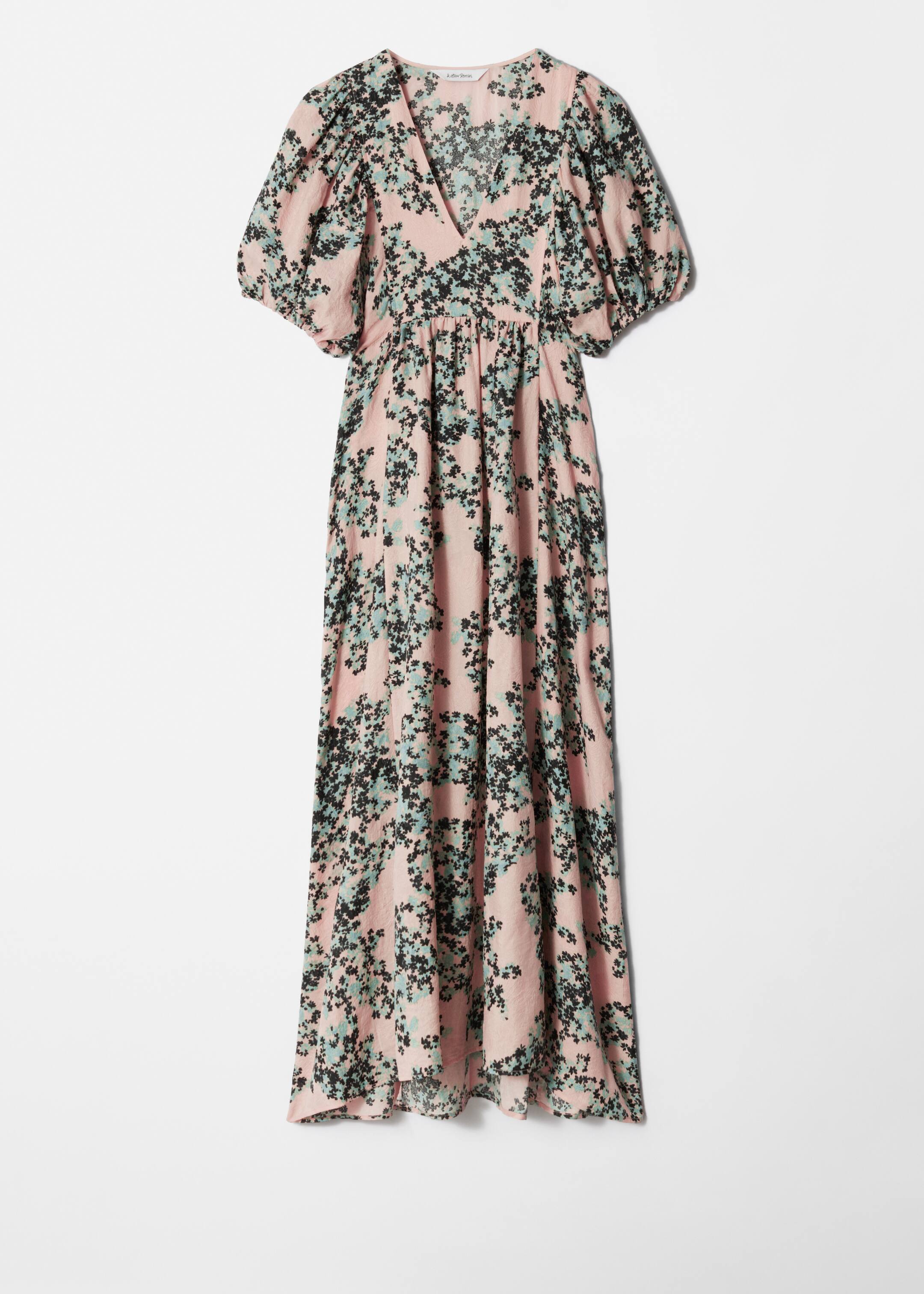 Visualizza immagine più grande: Maxi abito con maniche a sbuffo - Motivo floreale verde/pesca - DONNA | H&M IT 5