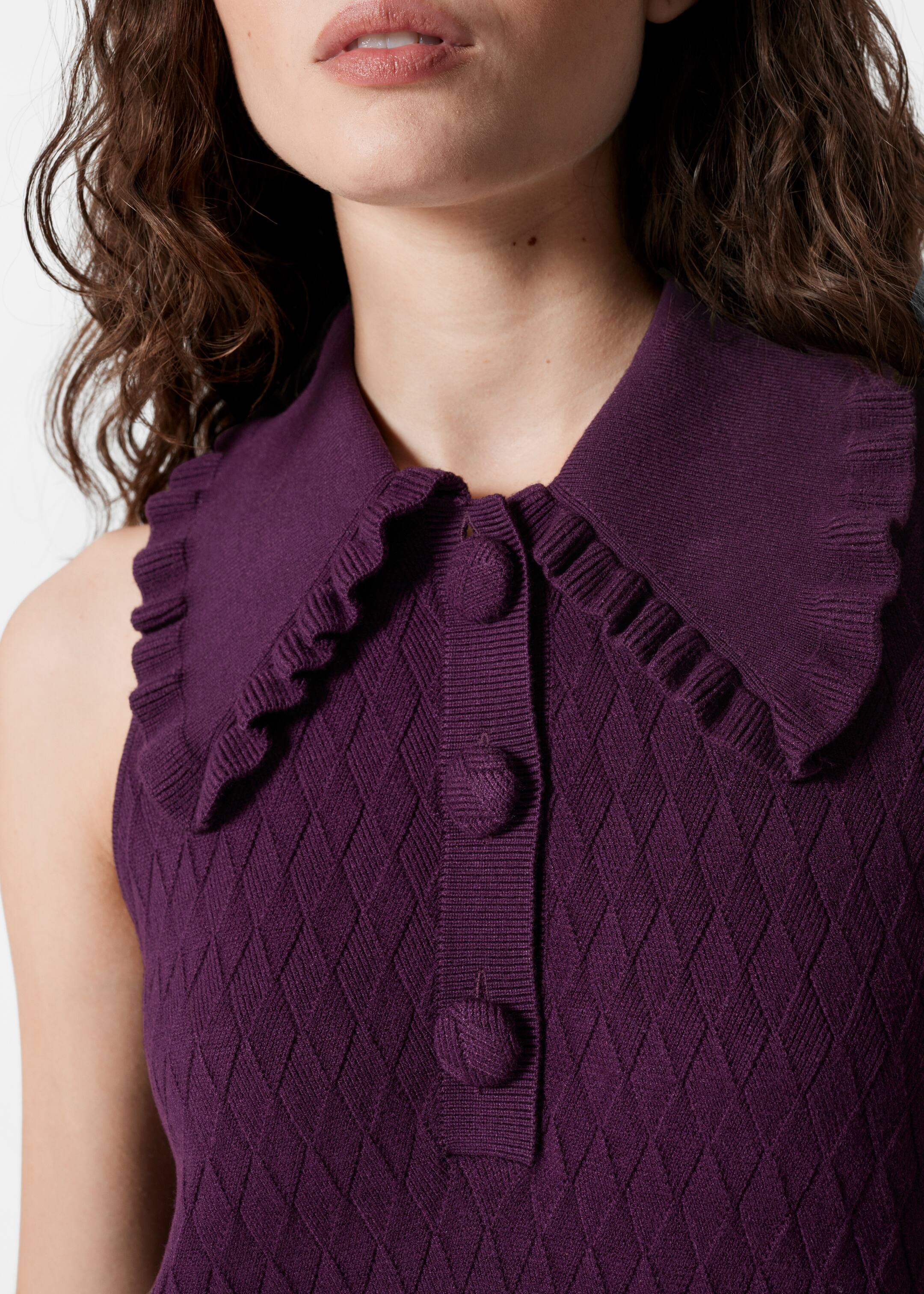 Größeres Bild anzeigen: Strick-Minikleid mit Rüschen - Dunkelviolett - Ladies | H&M AT 2