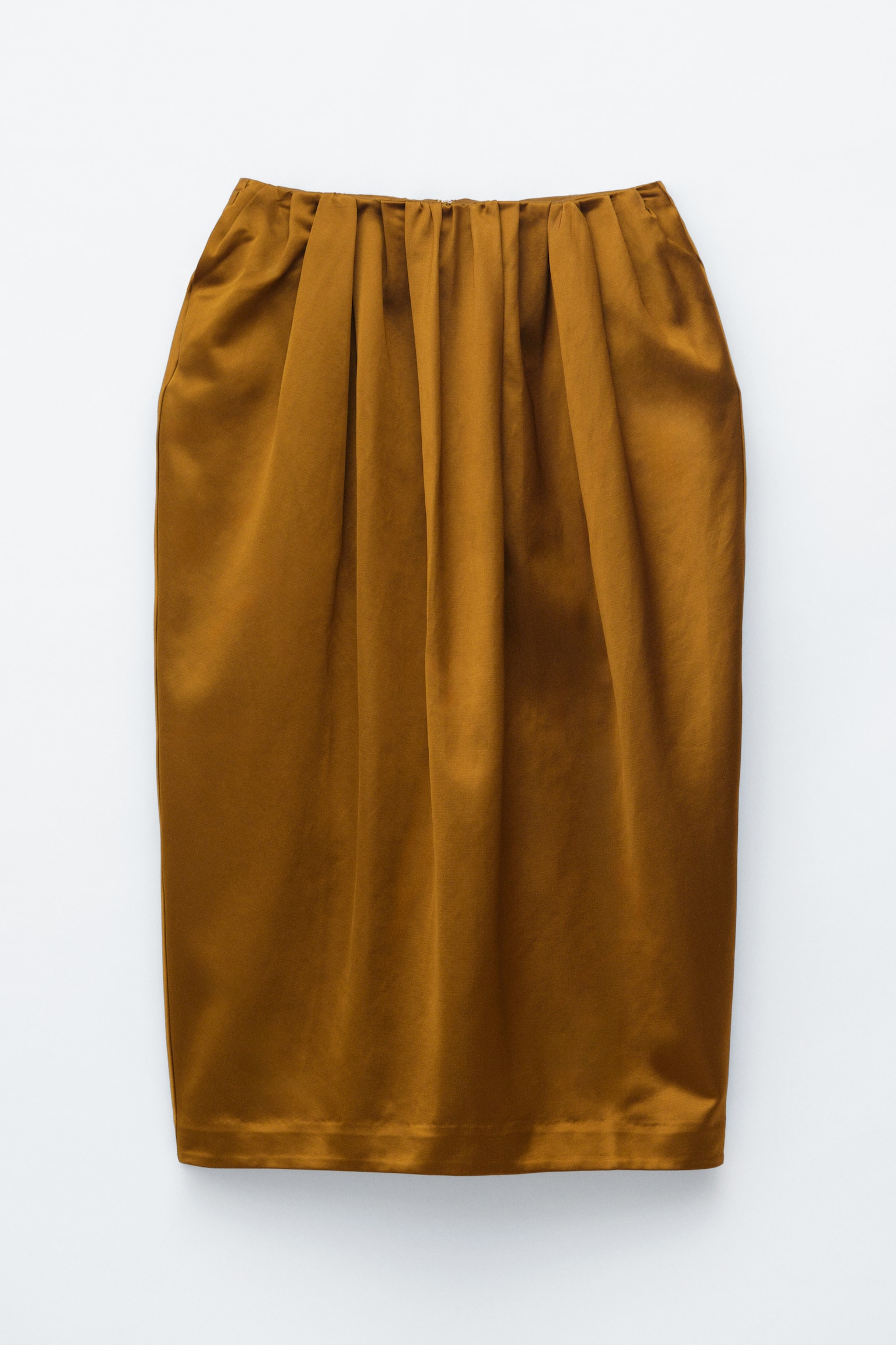 Sculpted Satin Midi Skirt - Brons - 1