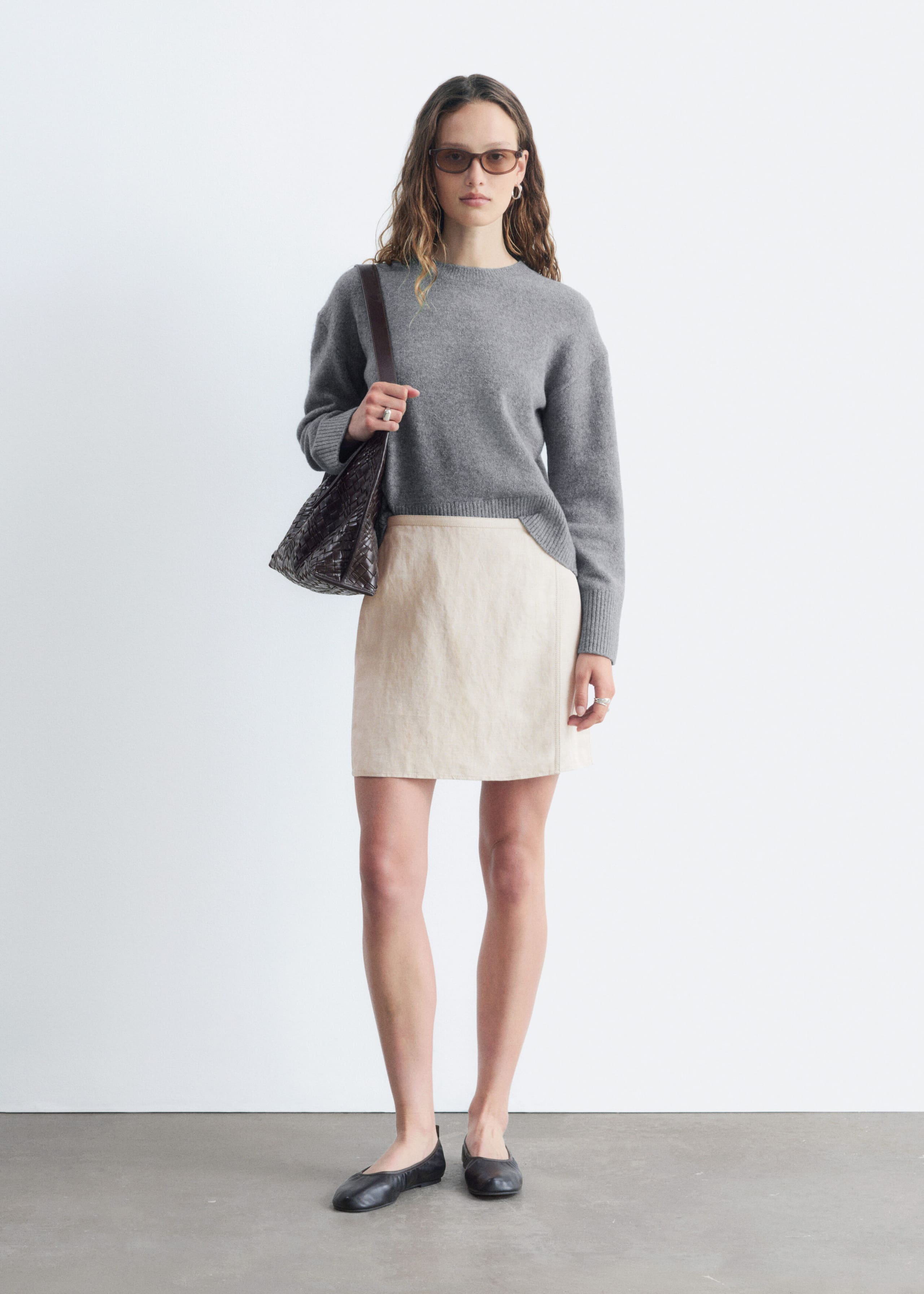 Relaxed Knit Jumper - Grey Melange - Lookbook