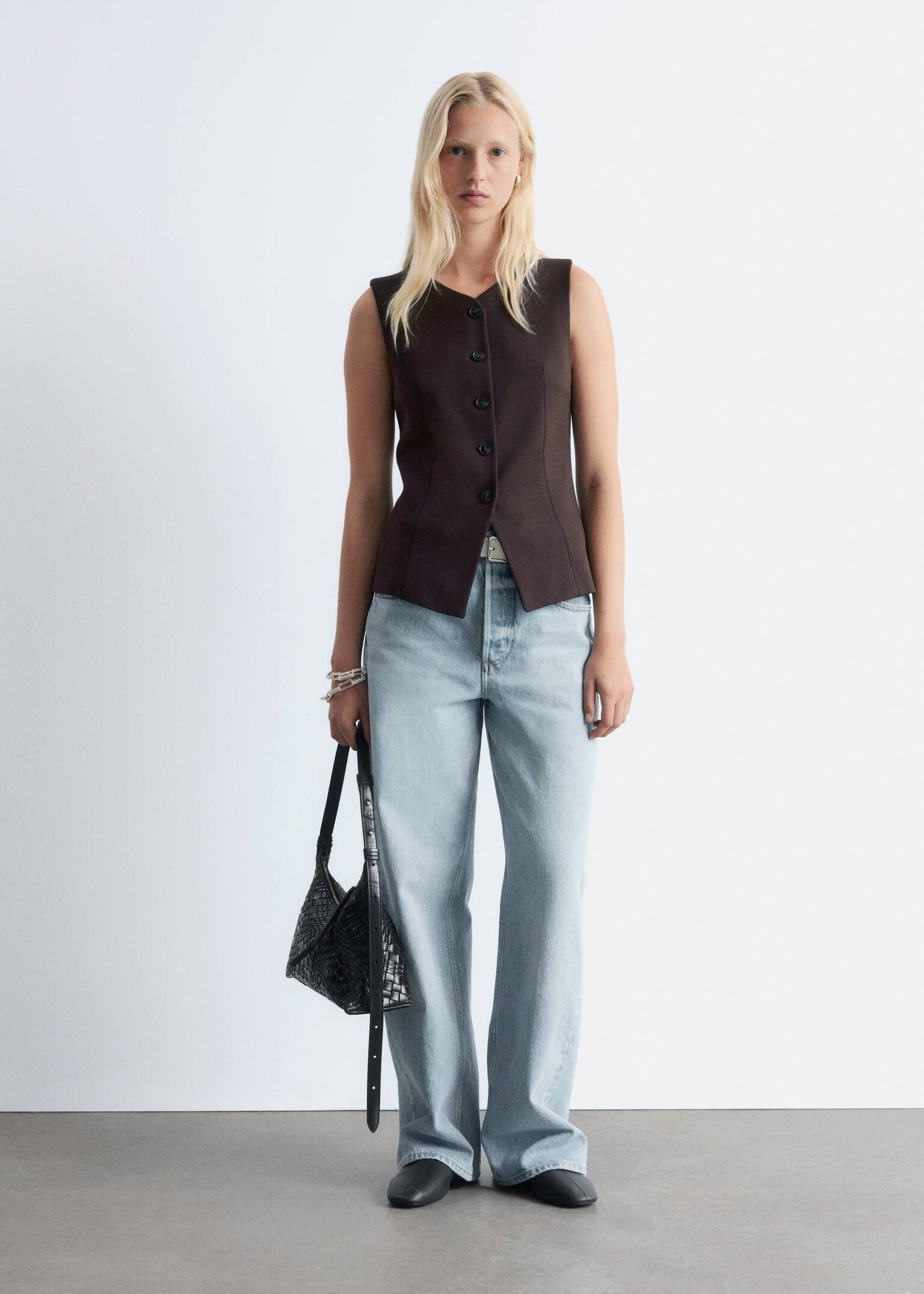 Gilet sartoriale - Marrone scuro/Crema