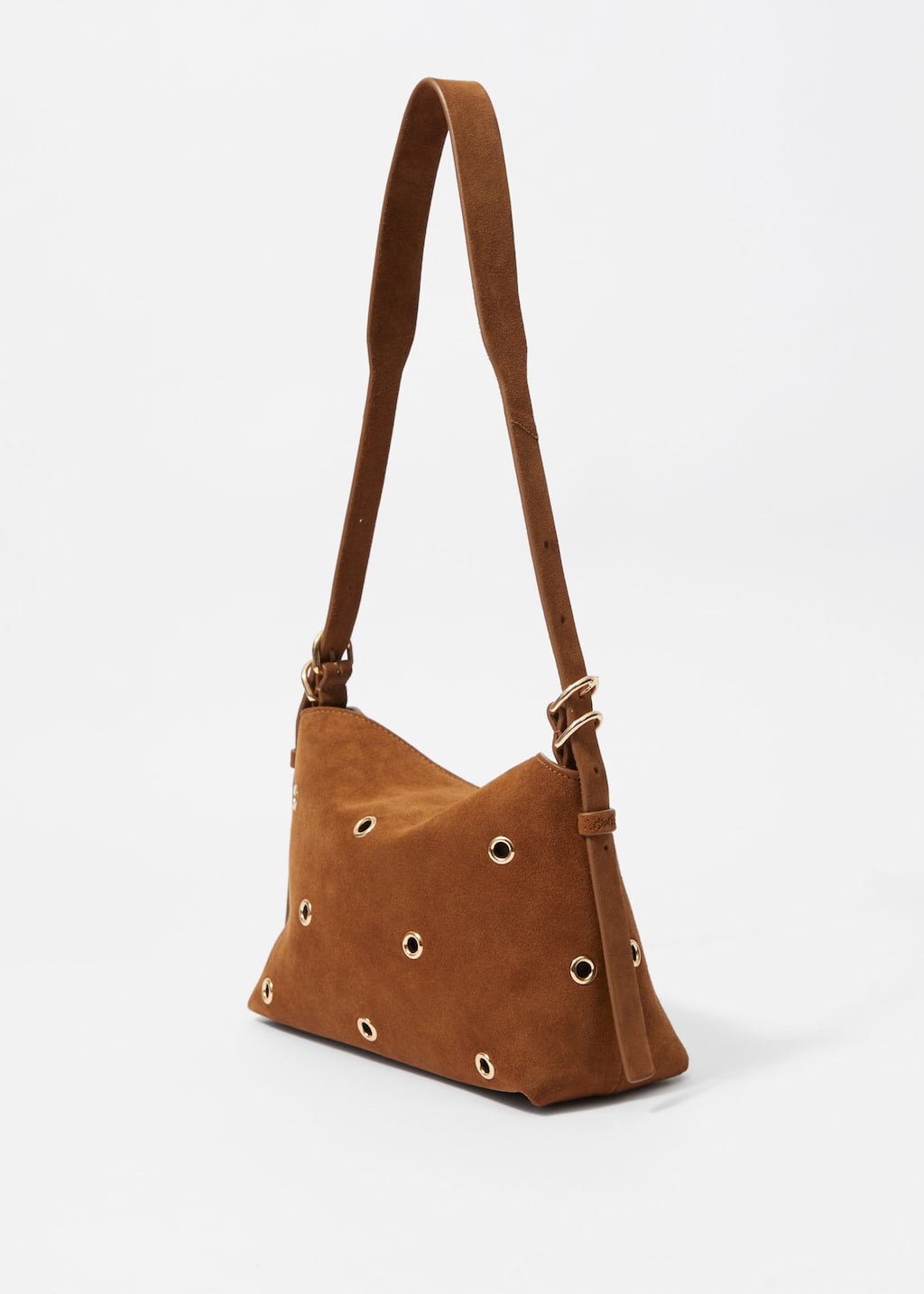 Image of Small Eyelet-Embellished Suede Bag