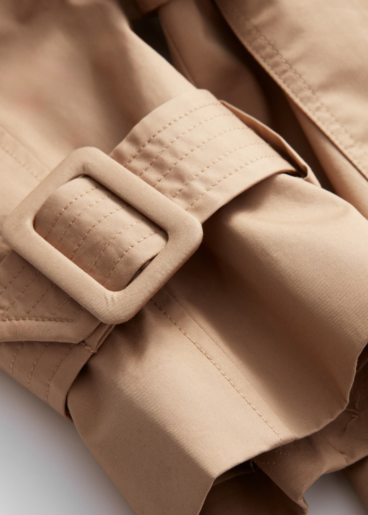 Trencz z paskiem - Beżowy/Khaki - 8