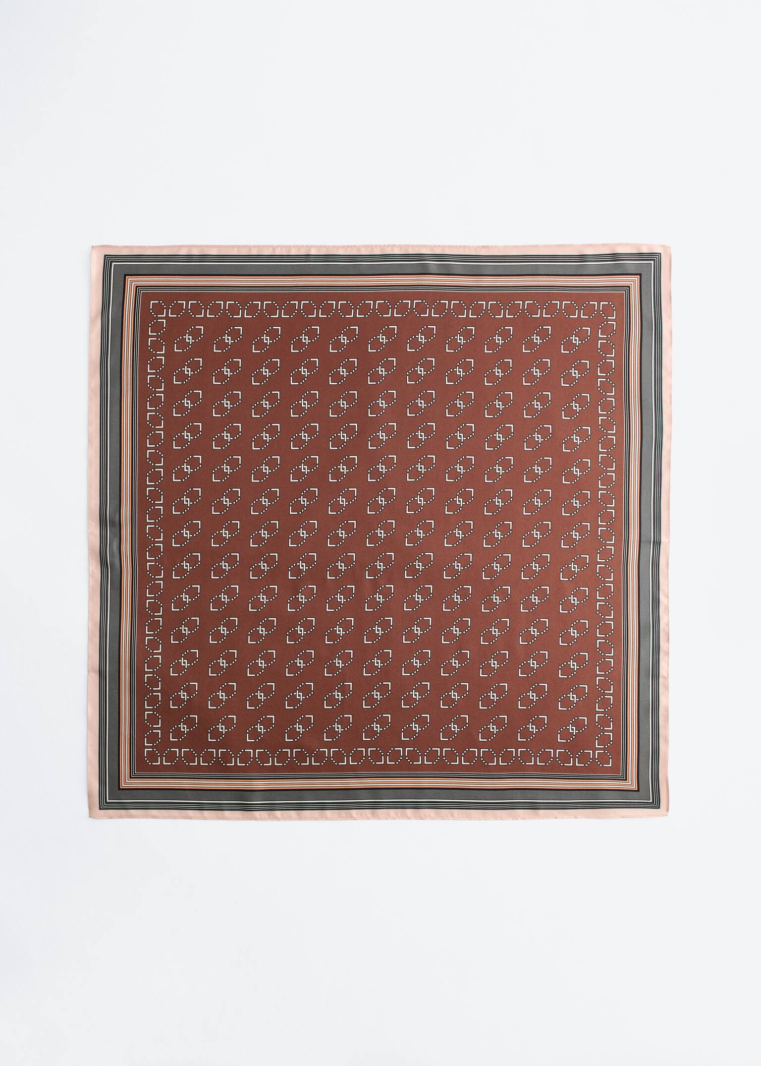 Foulard en soie à imprimé graphique - Brun/Motif graphique/Vert clair/Motif graphique - 5