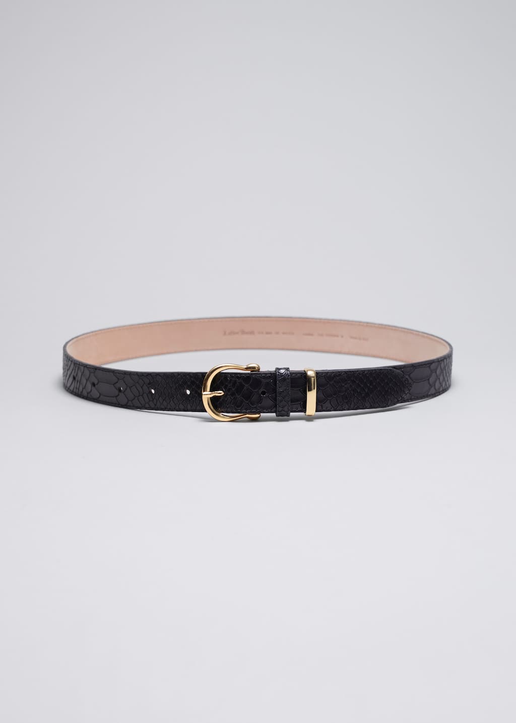 Croco Leather Belt - Black - Still Life